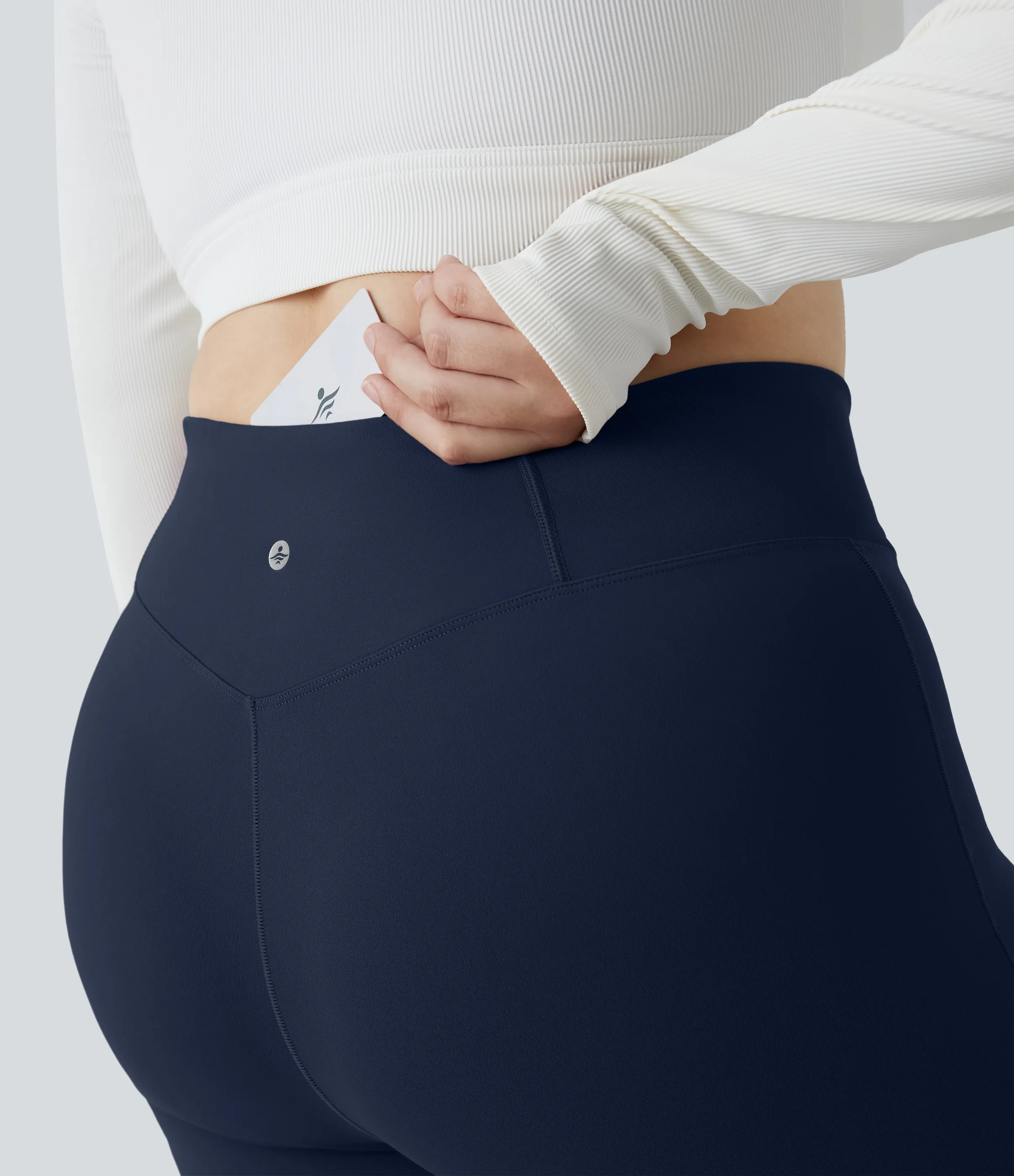 Halara Leggings súper acampanados cintura V alle alto bolsillo trasero talla plus - Midnight Blue - 1X sold by Halara product image thumbnail 5