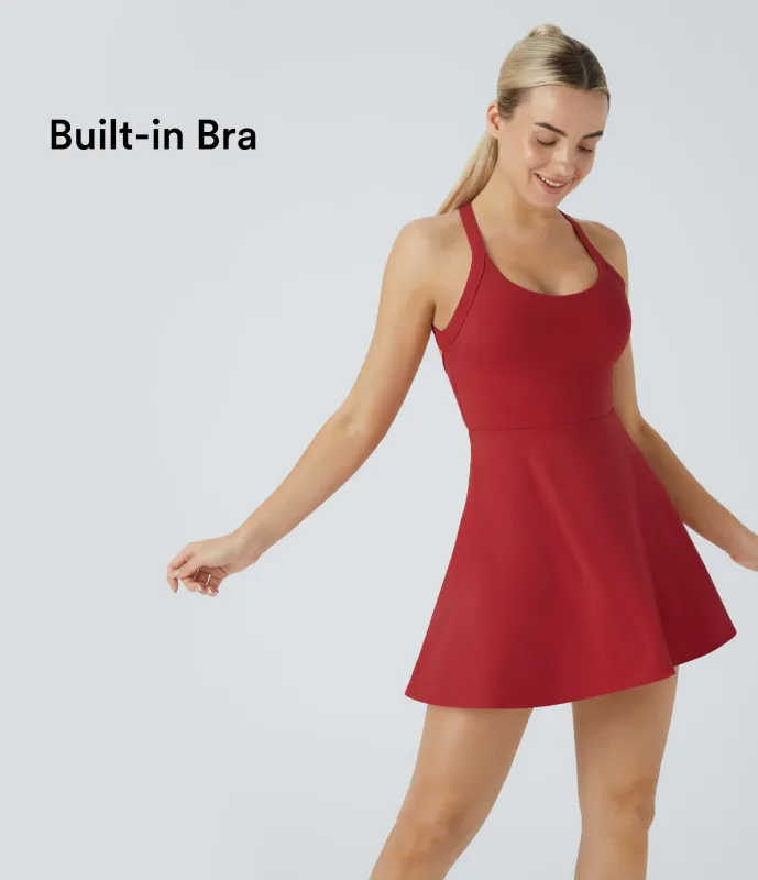 Halara Vestido deportivo sin espalda con diseño retorcido en copas D-F - Salsa - XL sold by Halara