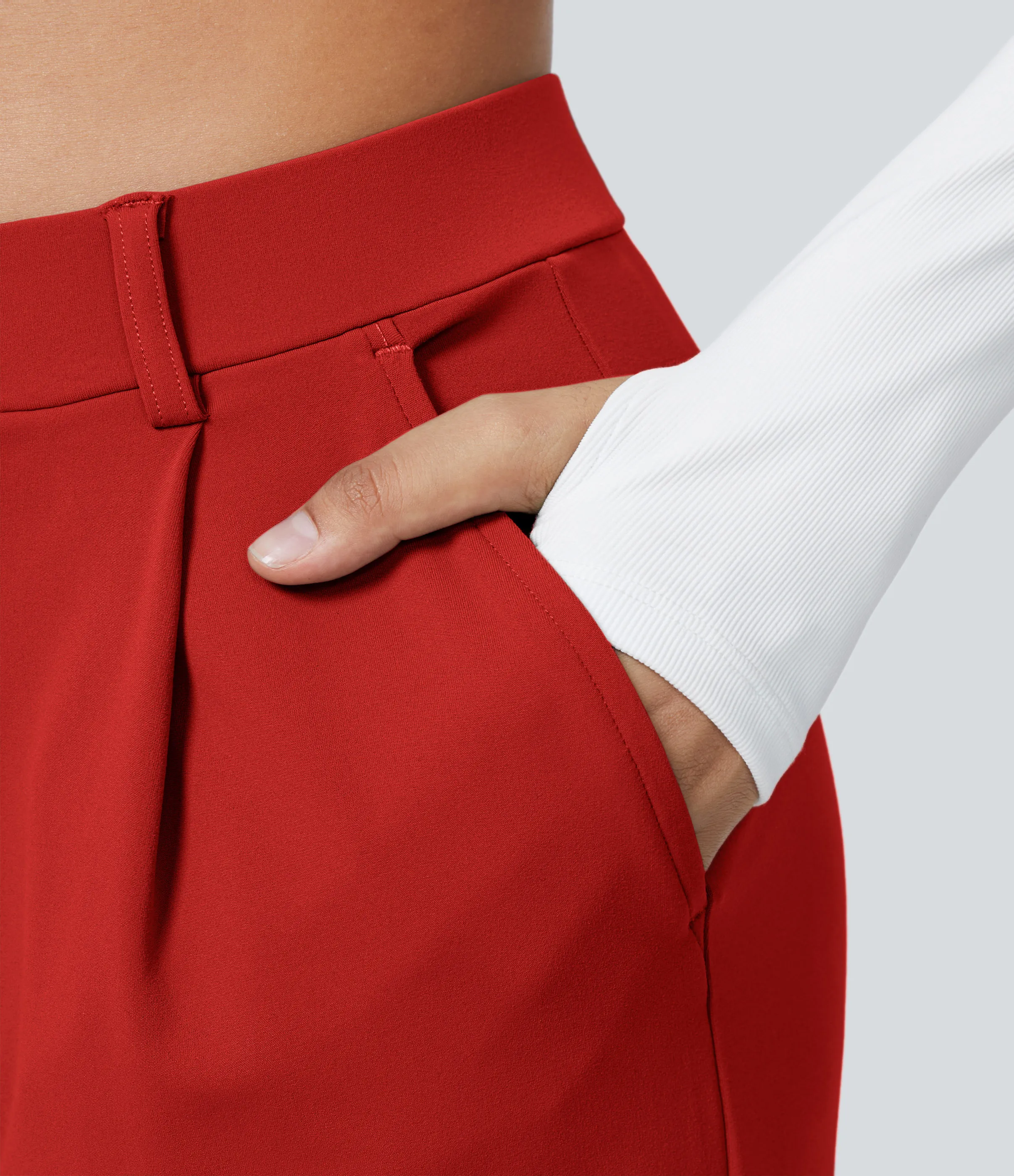 Halara Pantalón oficina pierna recta bolsillo lateral tiro alto pliegue - Valiant Poppy - M(extall) sold by Halara product image thumbnail 5