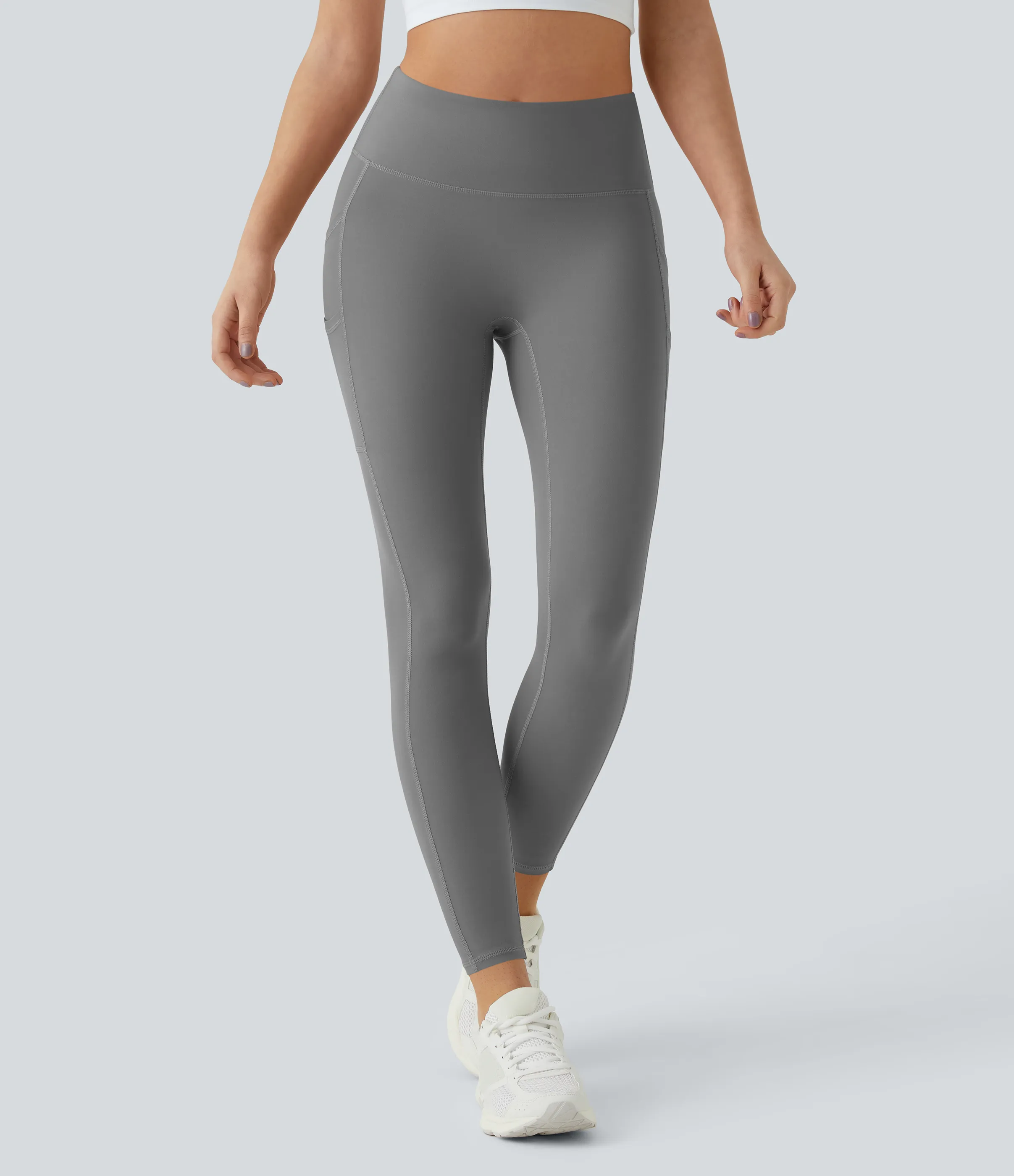 Halara Leggings Softlyzero™ liso bolsillo doble tiro alto-UPF50+ - Steel Gray - L(7/8) sold by Halara product image thumbnail 4