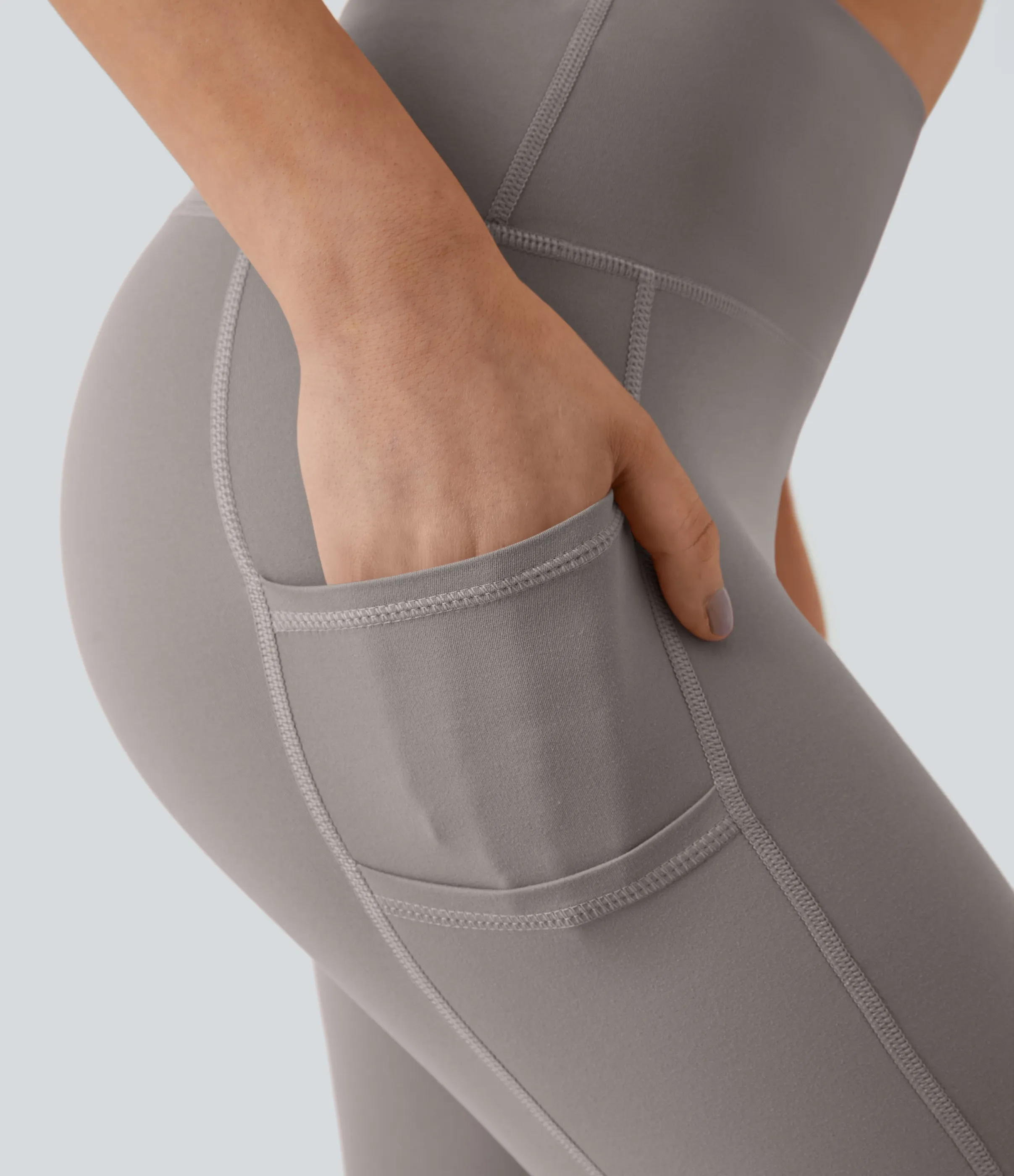 Halara Leggings Softlyzero™ liso bolsillo doble tiro alto-UPF50+ - Steel Gray - L(7/8) sold by Halara product image thumbnail 5