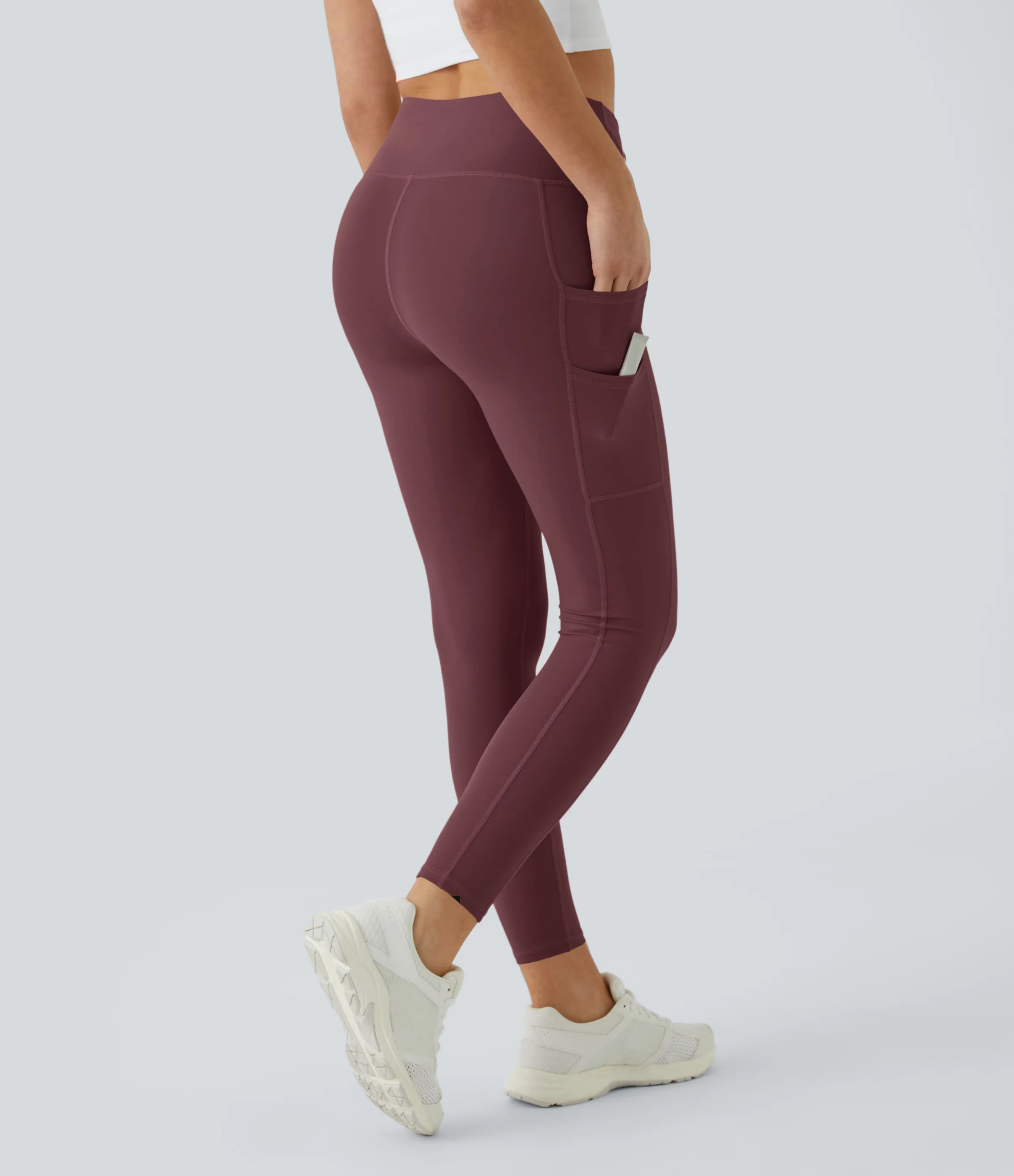 Halara Leggings Softlyzero™ liso bolsillo doble tiro alto-UPF50+ - Red Mahogany - L(7/8) sold by Halara product image thumbnail 3