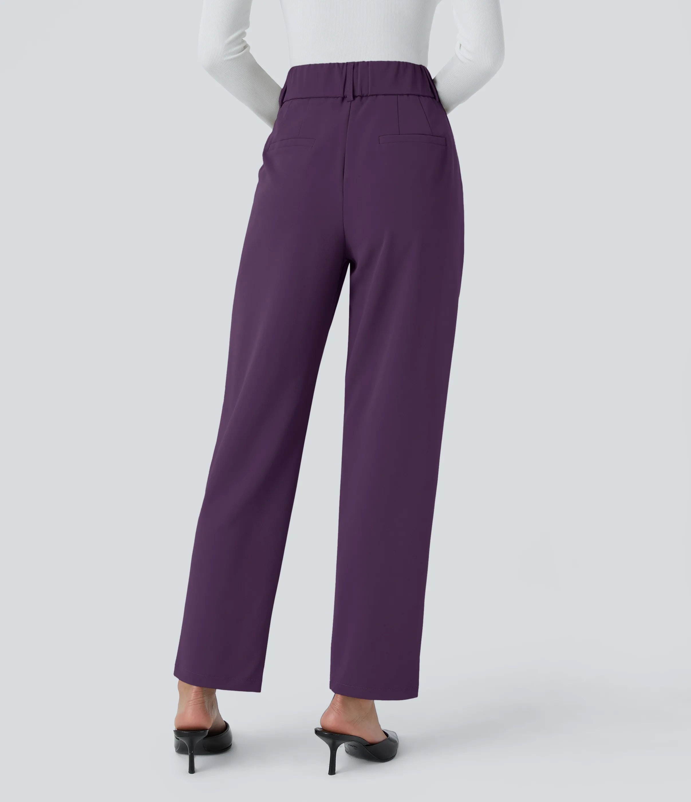 Halara Pantalón oficina ajustado tiro alto bolsillo lateral - Blackberry Cordial - XS(regular) sold by Halara product image thumbnail 3