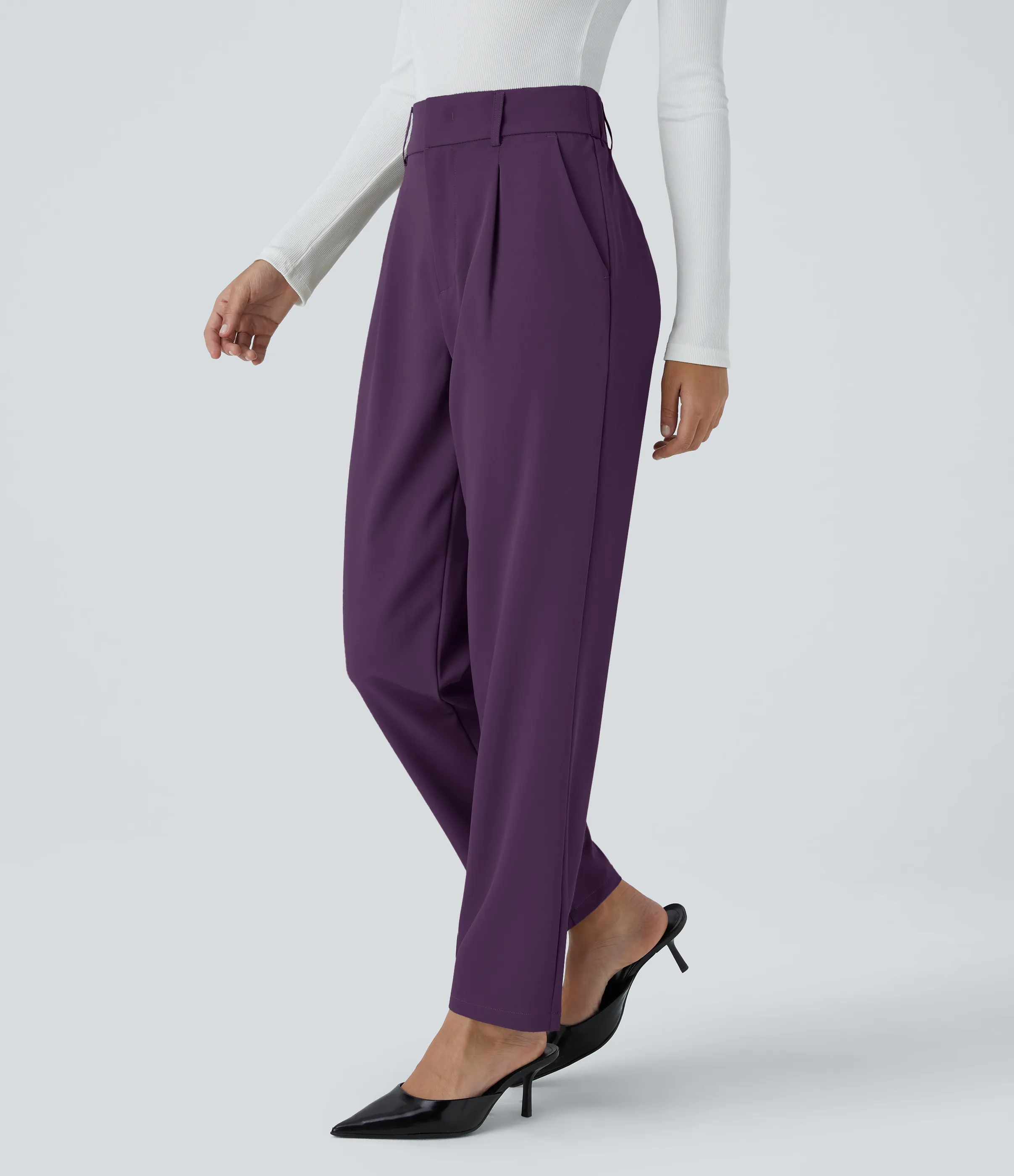 Halara Pantalón oficina ajustado tiro alto bolsillo lateral - Blackberry Cordial - XS(regular) sold by Halara product image thumbnail 4