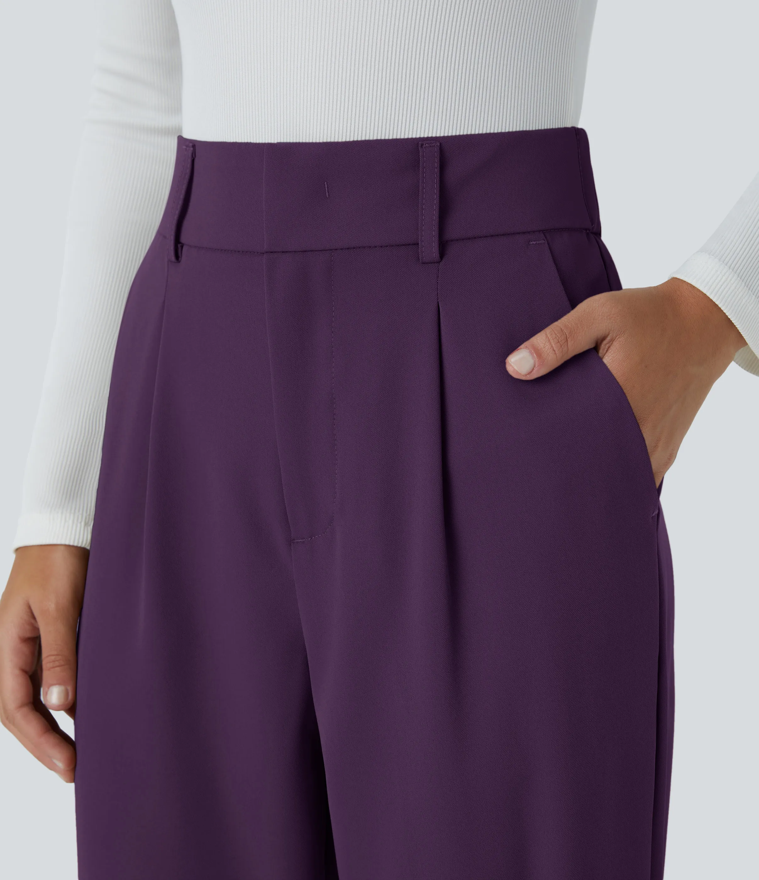 Halara Pantalón oficina ajustado tiro alto bolsillo lateral - Blackberry Cordial - XS(regular) sold by Halara product image thumbnail 5