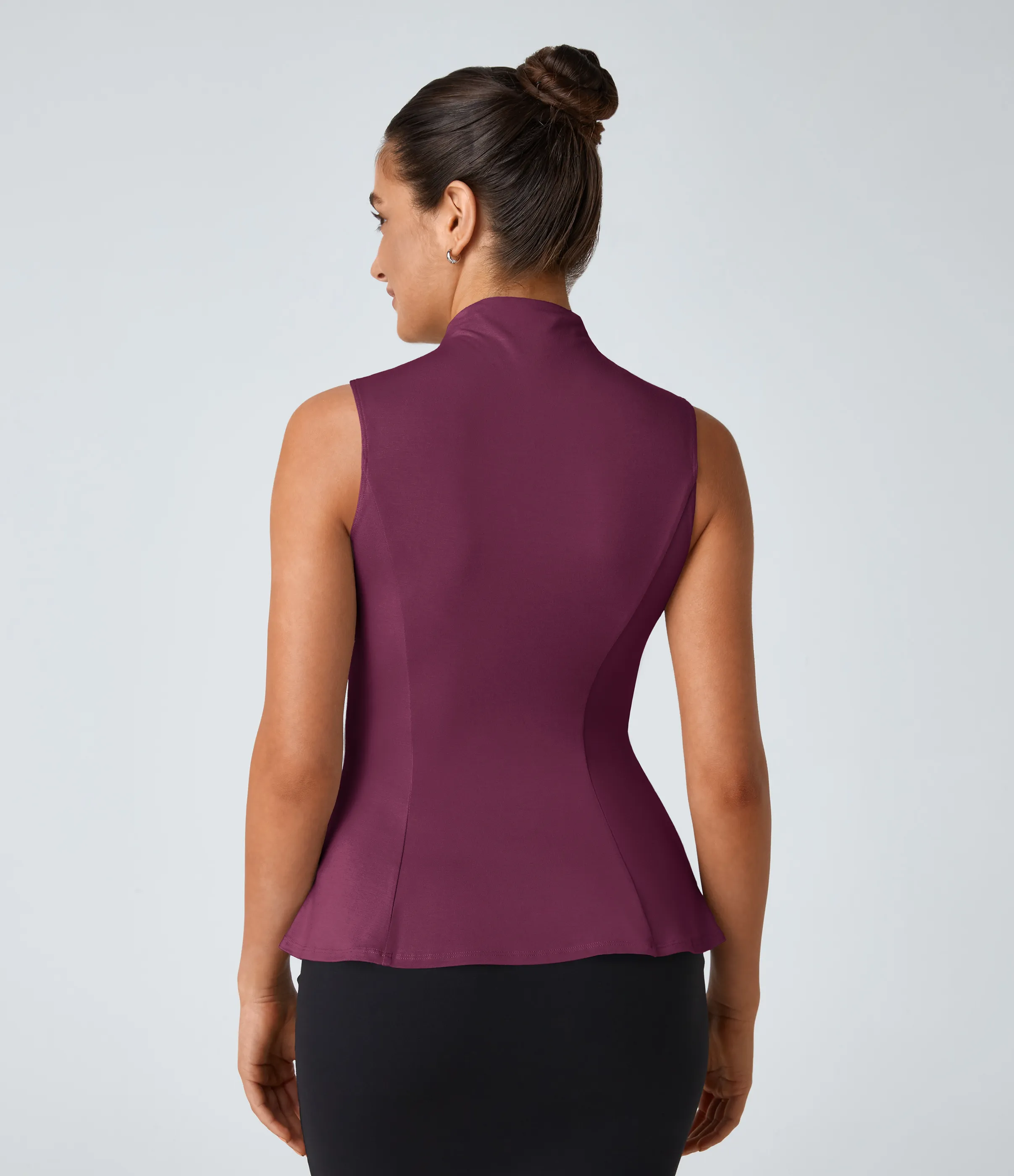 Halara Camiseta sin manga peplum cuello alzado - Red Violet - M sold by Halara product image thumbnail 3