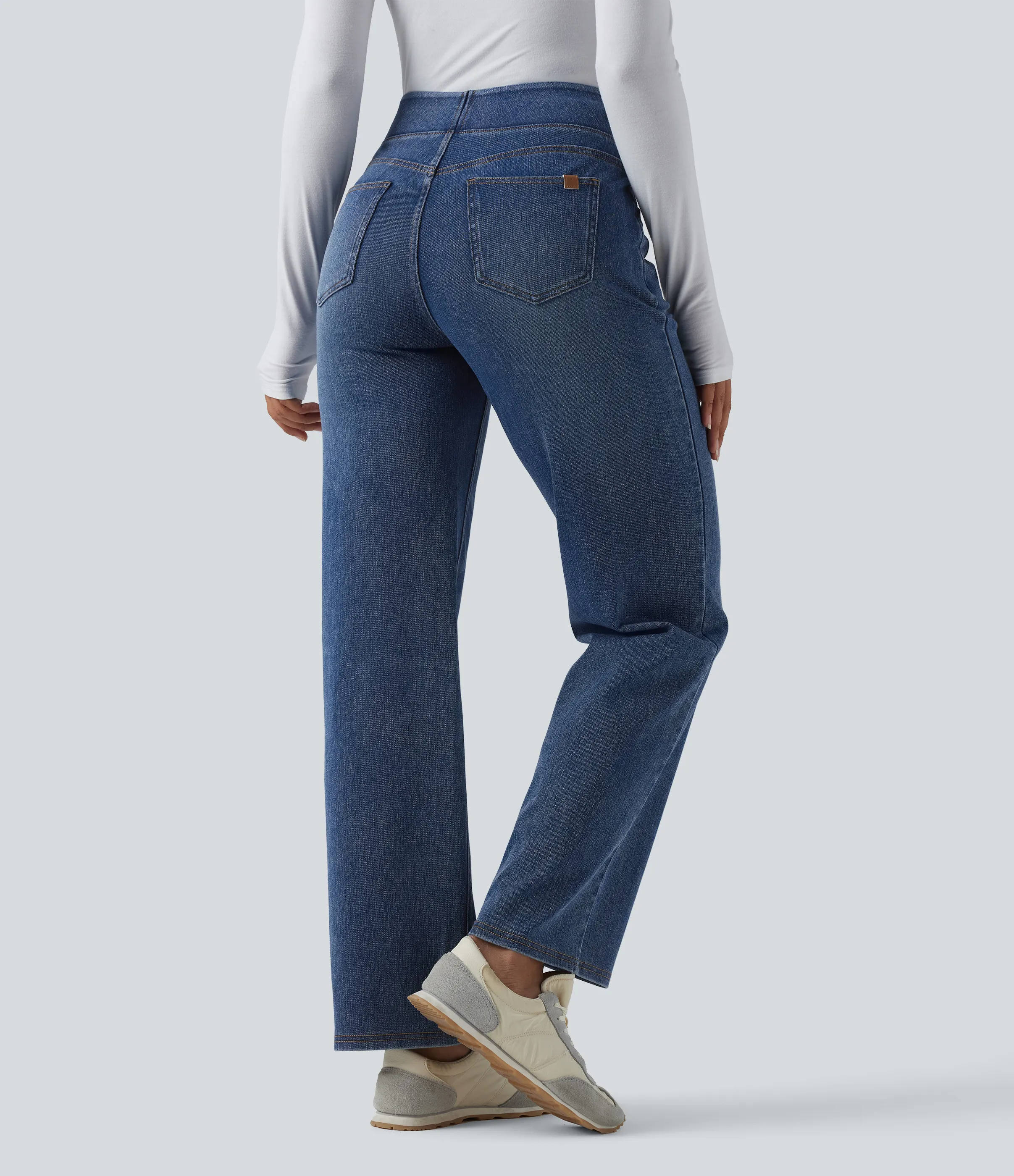 Halara Jeans Halara Flex™ Denim elástico lavado múltiple bolsillo tiro alto - Royal Blue Denim - S(regular) sold by Halara product image thumbnail 3