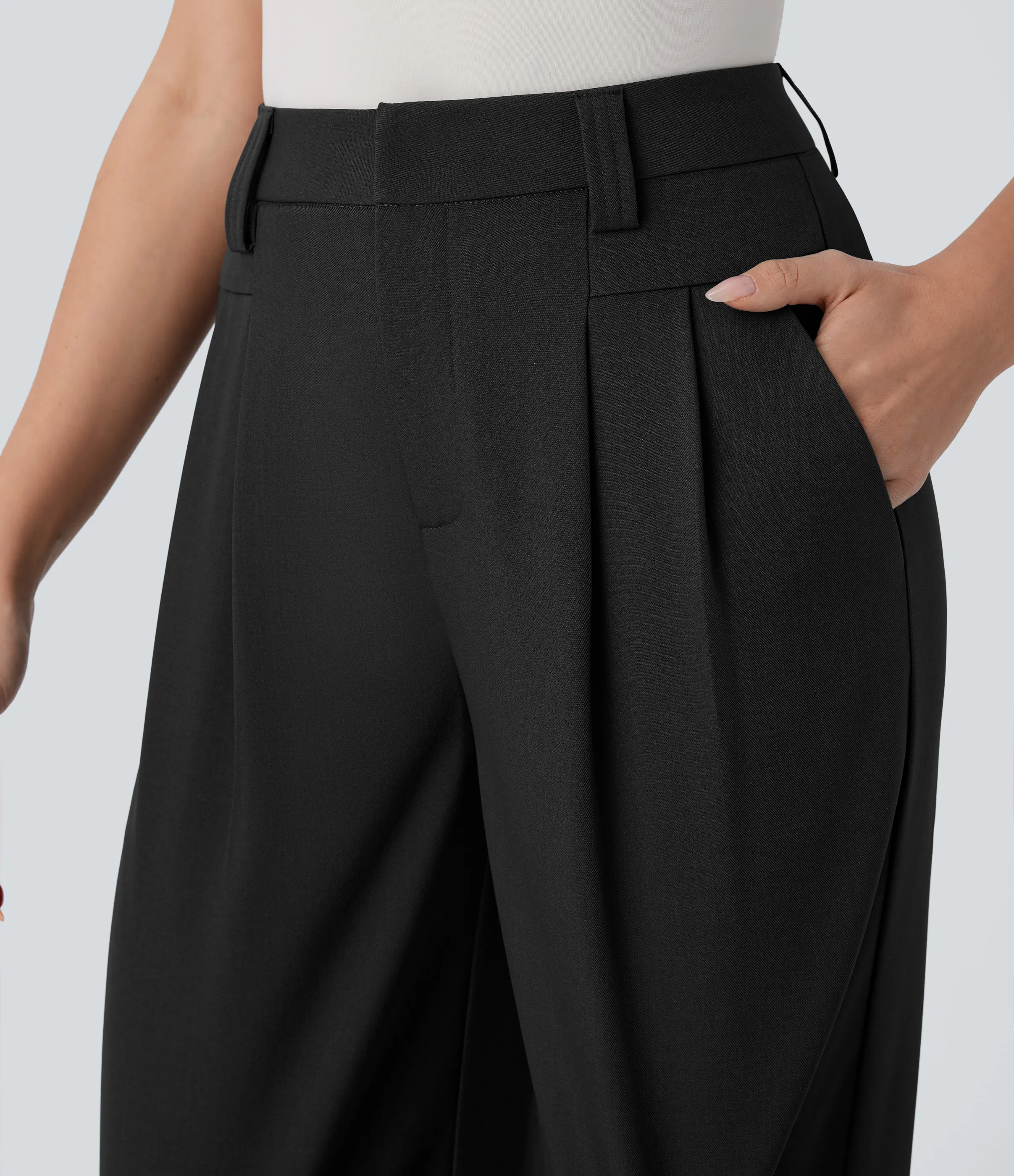 Halara Pantalón oficina pierna ancha bolsillo lateral tiro alto - Black - XL(regular) sold by Halara product image thumbnail 5