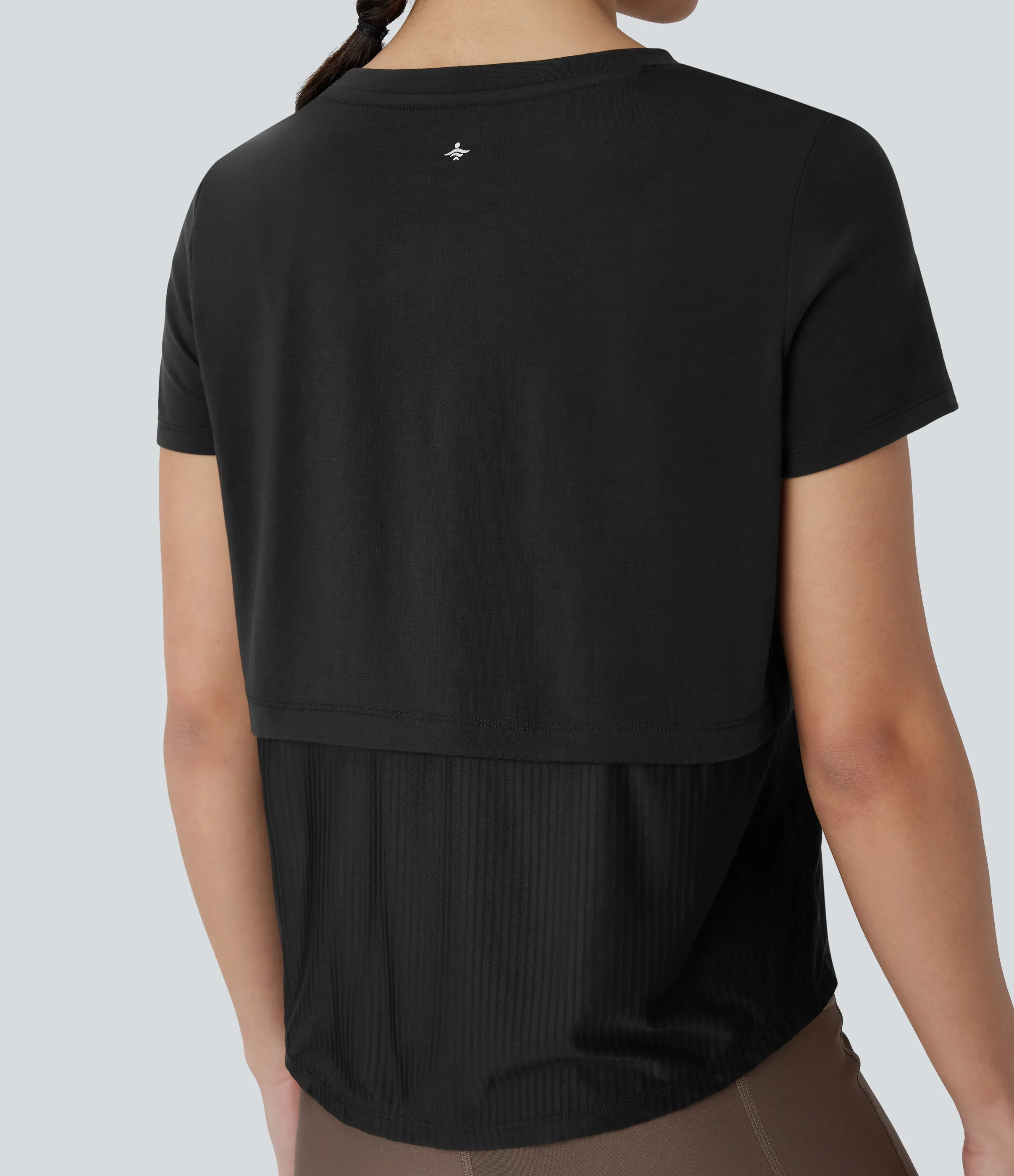 Halara Camiseta deportiva correr secado rápido cuello redondo manga corta parches - Black - XS sold by Halara product image thumbnail 5