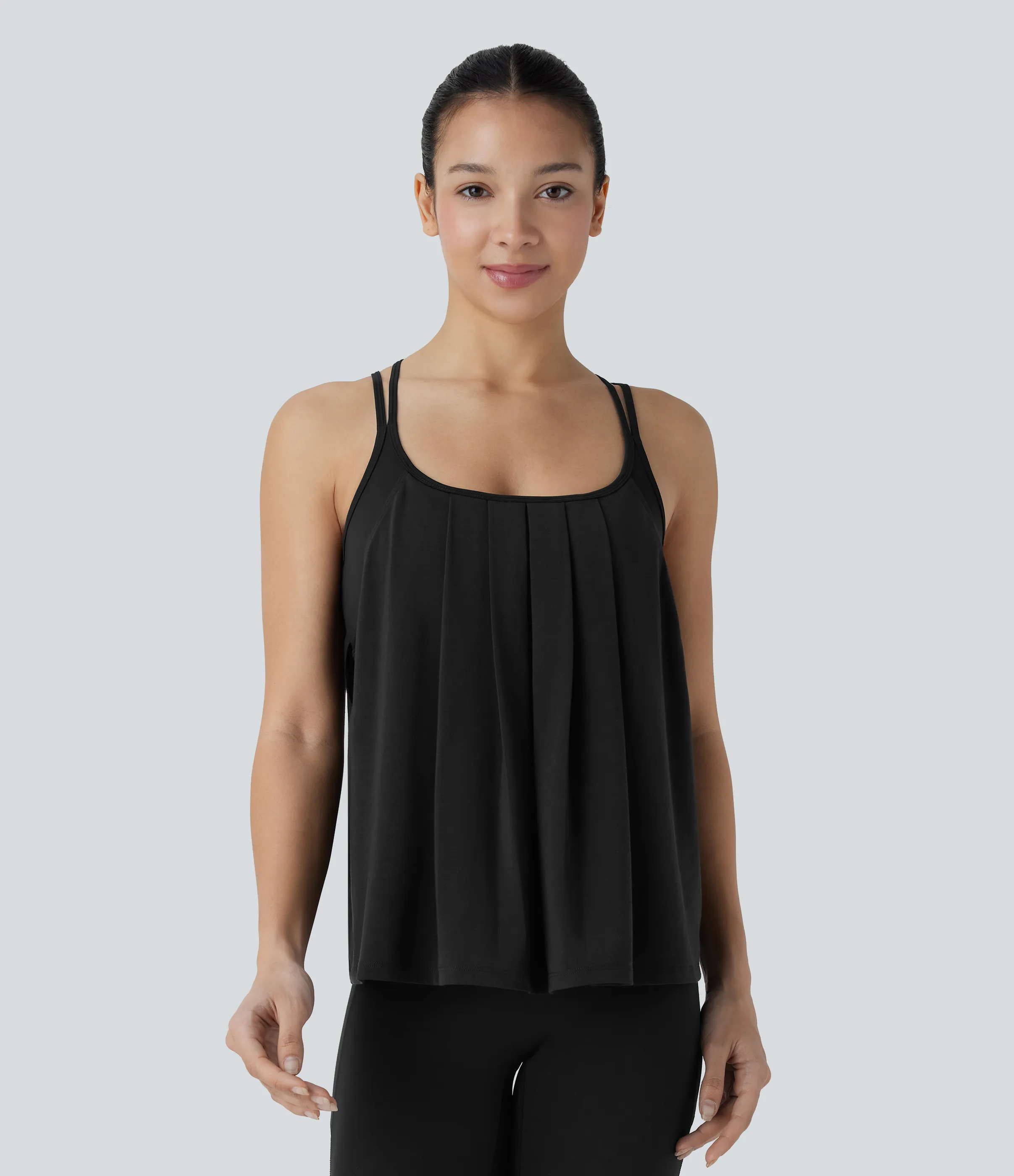 Halara Top yoga secado rápido tirante doble plisado cruzado espalda - Black - XS sold by Halara product image thumbnail 3