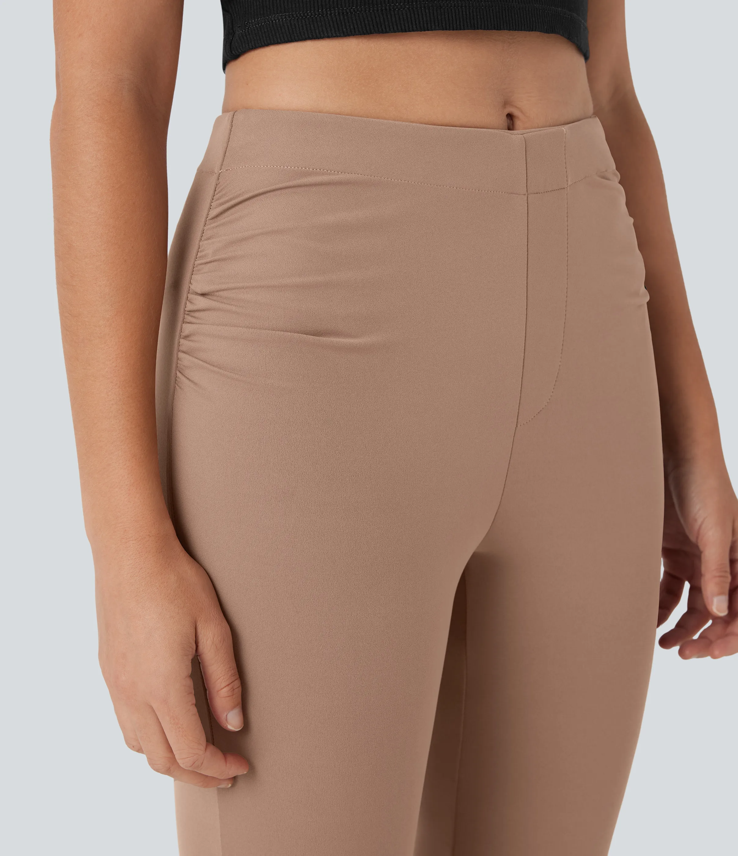 Halara Pantalones de oficina capri acampanados de tiro medio - Café au Lait - XL(regular) sold by Halara product image thumbnail 5