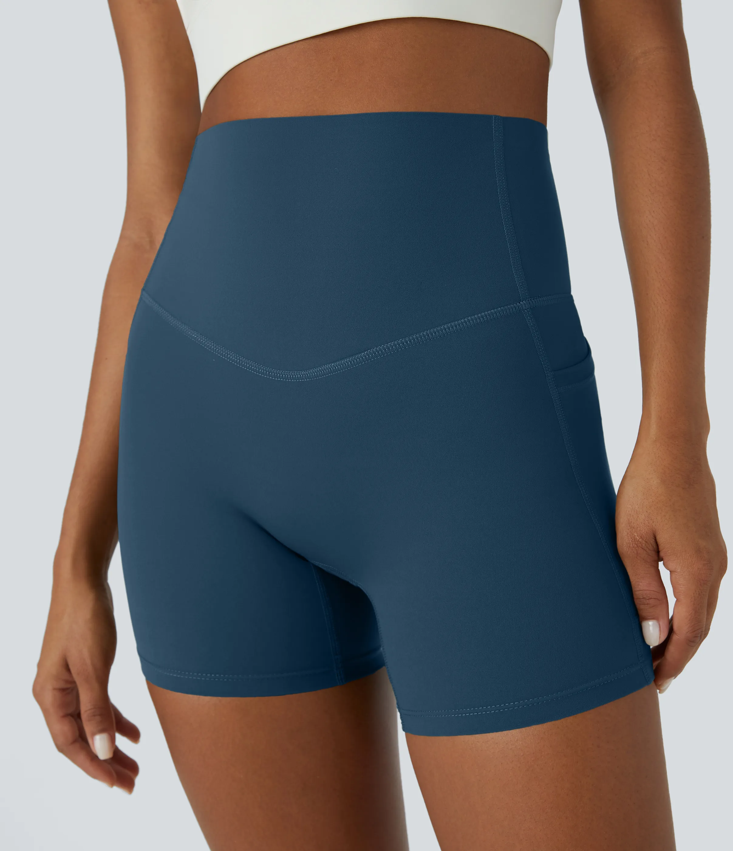 Halara Shorts de ciclista UltraSculpt™ moldeadores de abdomen de tiro alto y bolsillos laterales 12.5cm - Majolica Blue - XS sold by Halara product image thumbnail 5