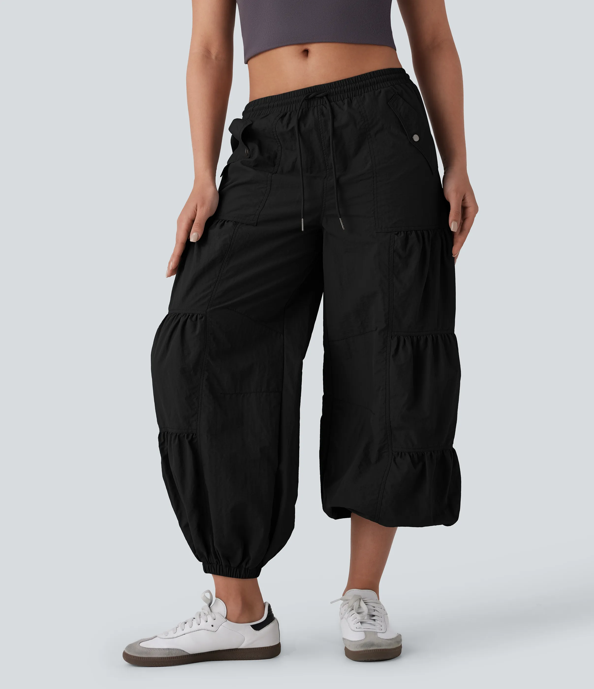 Halara Joggers cargo tiro medio bolsillo lateral fruncido cordón - Black - S(regular) sold by Halara product image thumbnail 5
