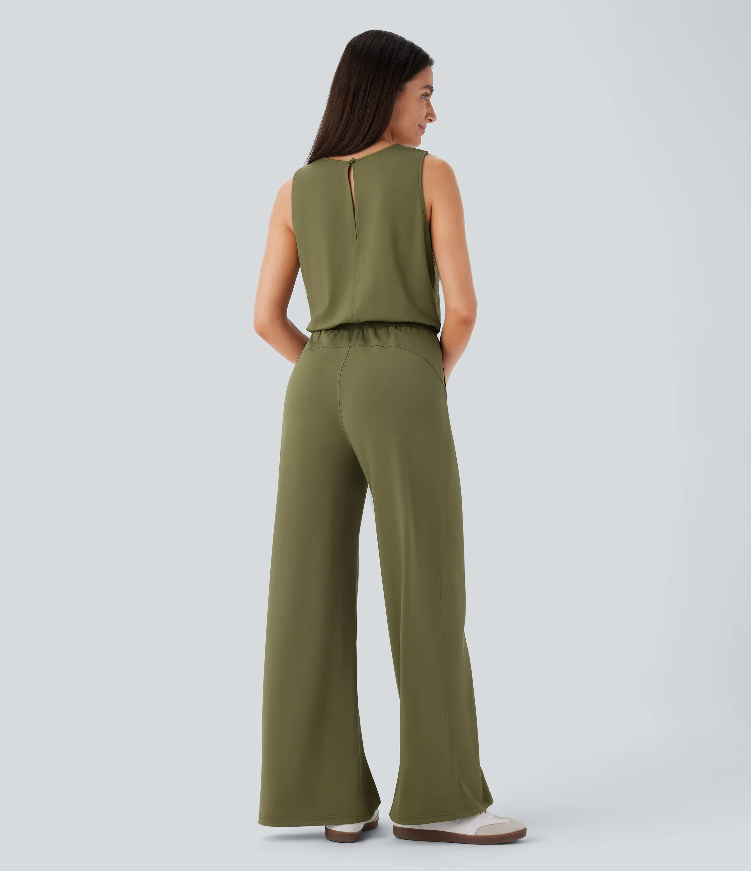 Halara Mono cuello redondo sin mangas abertura espalda cordón ajustable bolsillo lateral - Olive Drab - S sold by Halara product image thumbnail 3