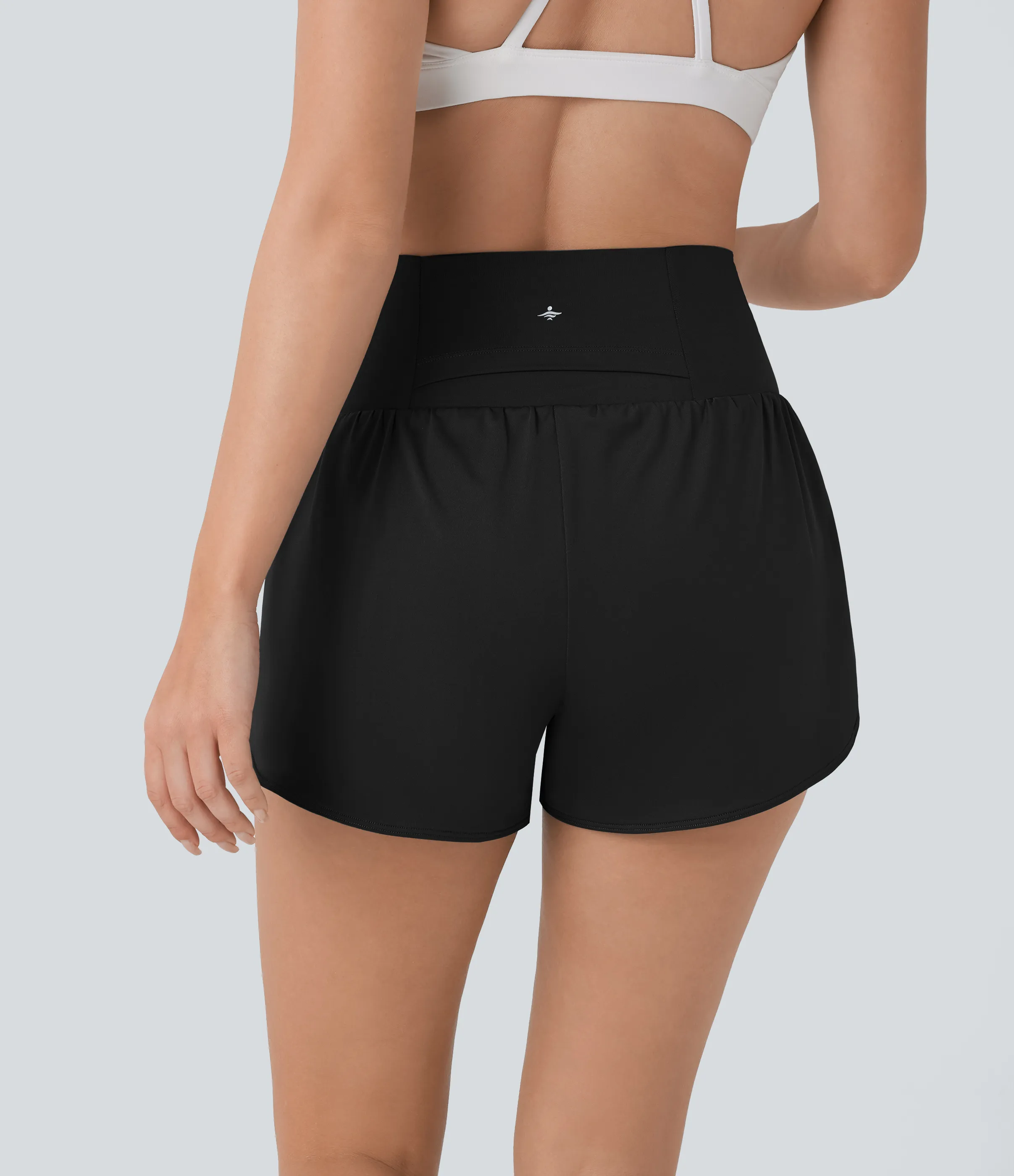 Halara Shorts yoga 2 en 1 tiro alto malla contrastante bolsillo trasero bolsillo lateral oculto 7.5cm - Black - M sold by Halara product image thumbnail 3