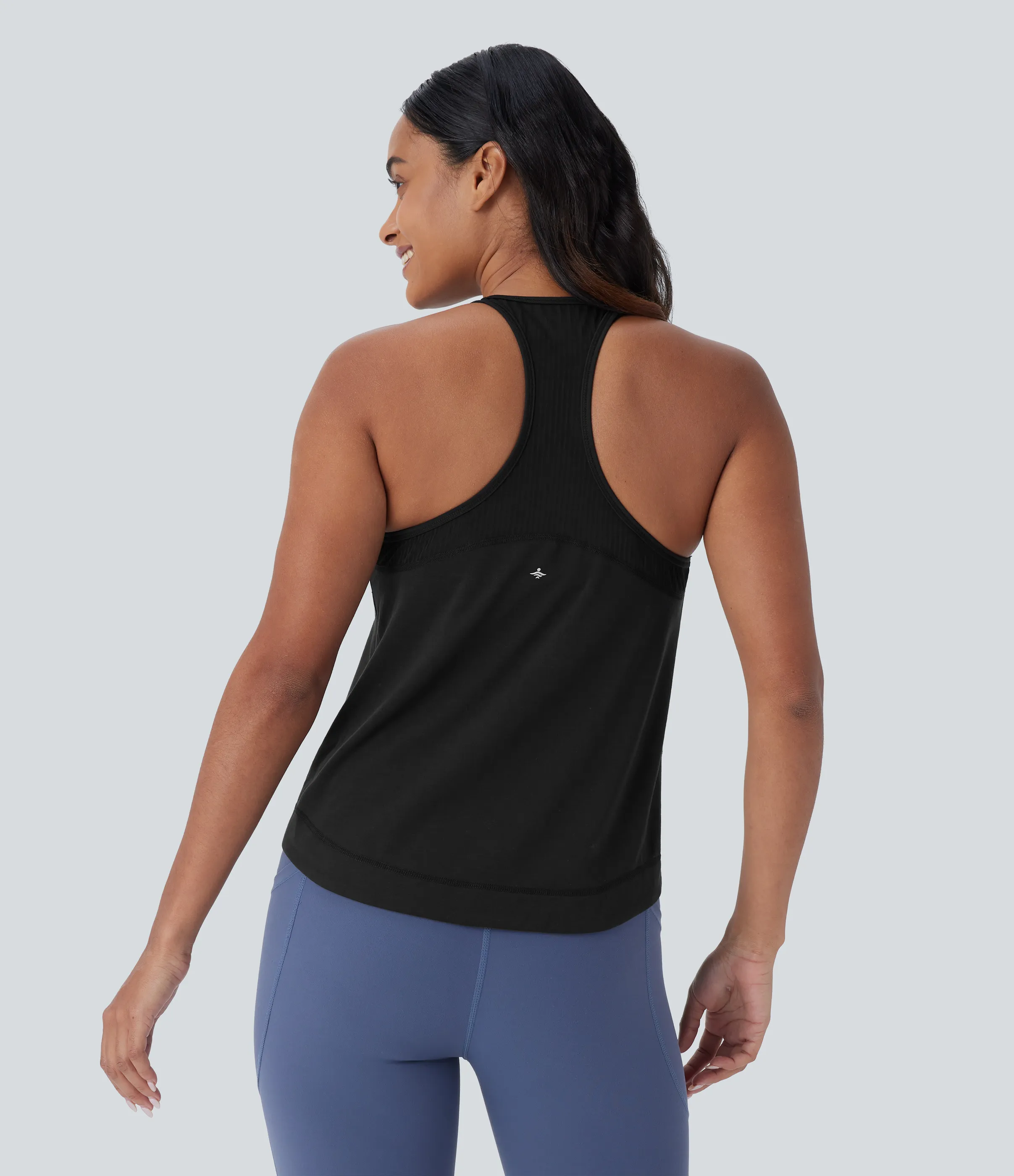 Halara Camiseta sin mangas correr secado rápido rayas dobladillo curvo espalda cruzada - Black - XL sold by Halara product image thumbnail 3