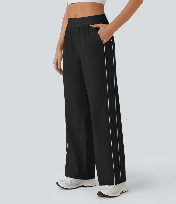 Halara Pantalón yoga tiro medio pierna recta bolsillo lateral reflectante resistente desgaste repelente agua - Black - XS(regular) made by Halara