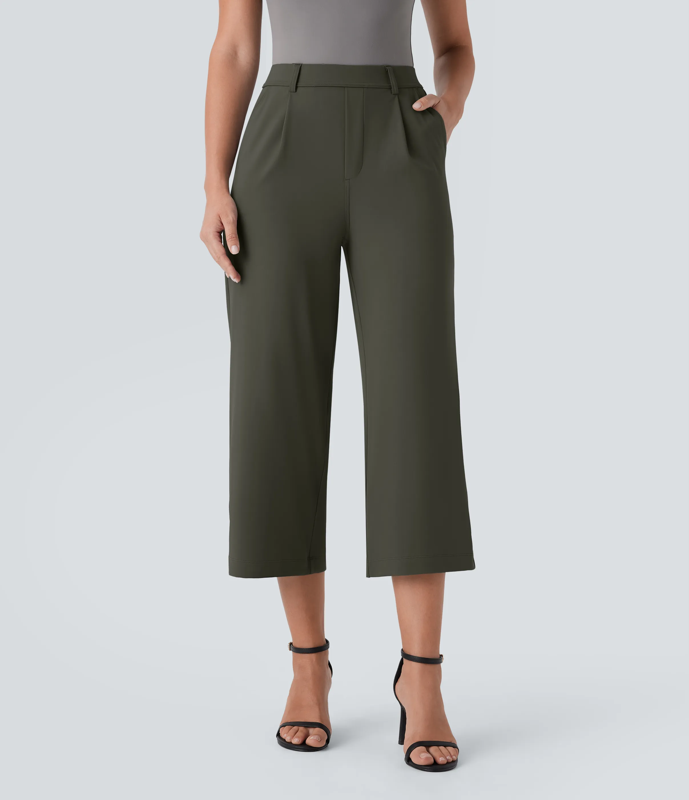 Halara Pantalón oficina capri pierna recta bolsillo lateral tiro alto - Forest Night - M(regular) sold by Halara product image thumbnail 2
