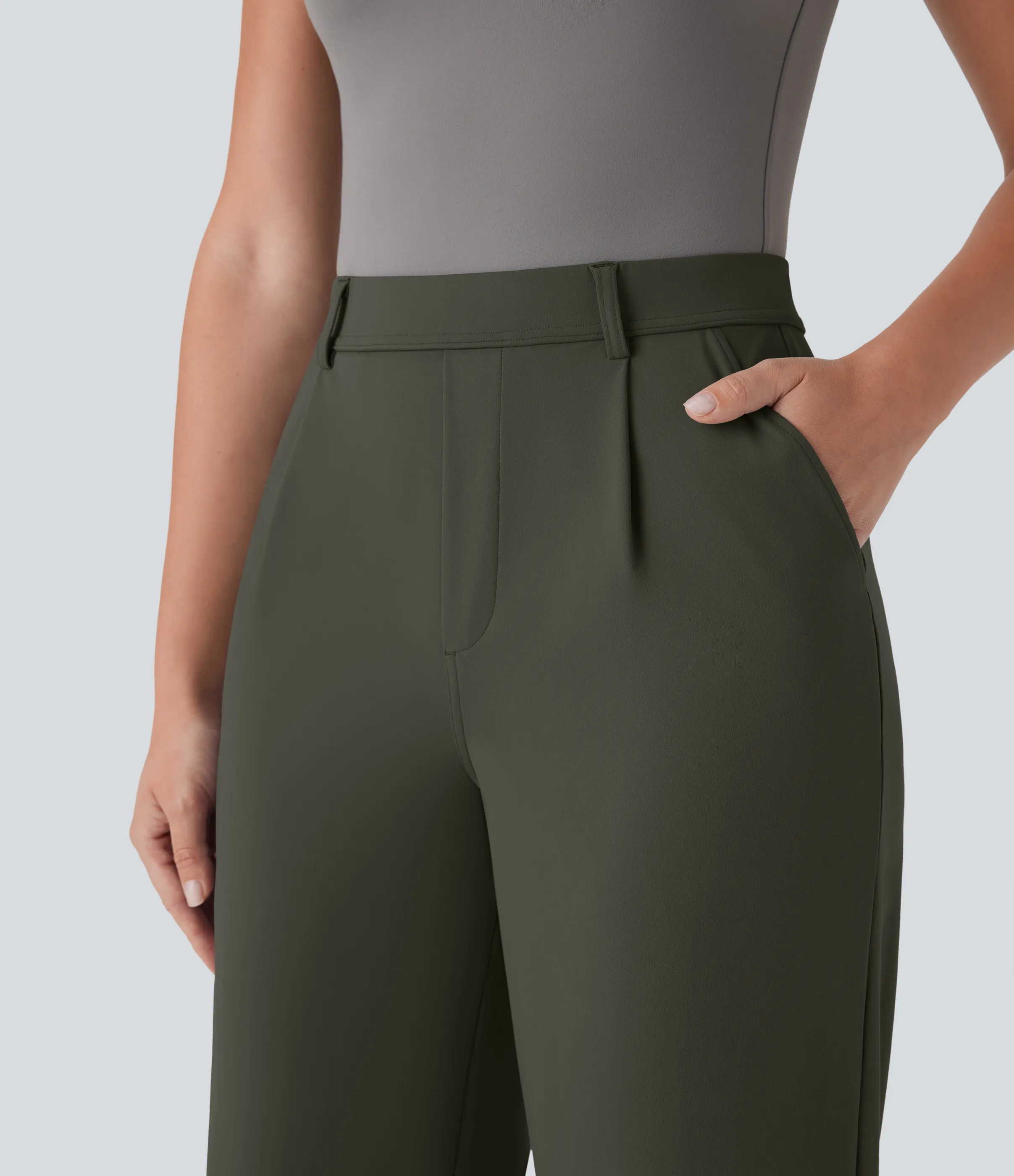 Halara Pantalón oficina capri pierna recta bolsillo lateral tiro alto - Forest Night - M(regular) sold by Halara product image thumbnail 5