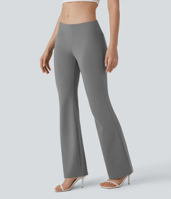 Halara Pantalón tiro bajo bolsillo lateral trasera ligero acampanado - Putty Gray - XL(regular) sold by Halara