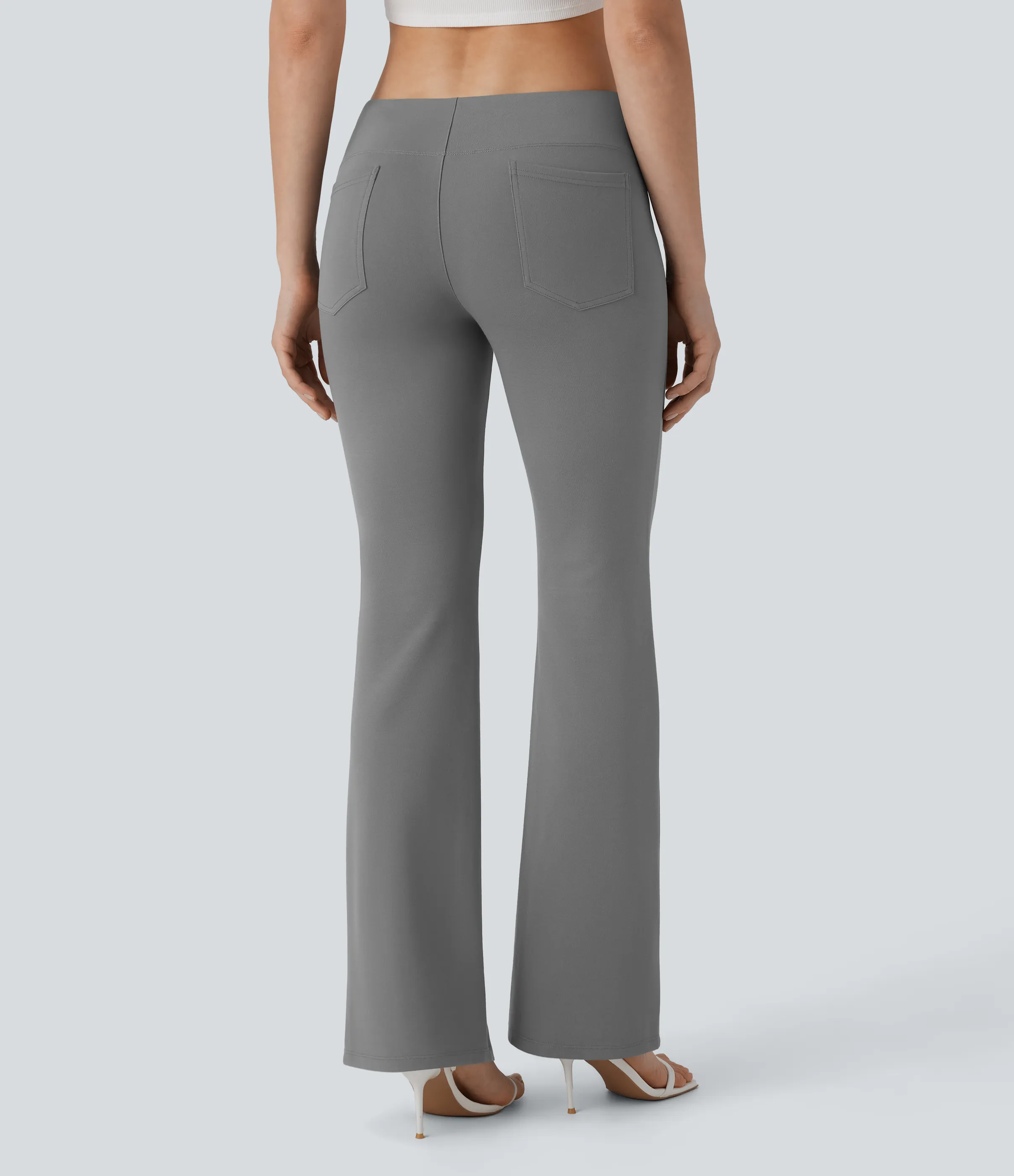 Halara Pantalón tiro bajo bolsillo lateral trasera ligero acampanado - Putty Gray - XL(regular) sold by Halara product image thumbnail 3