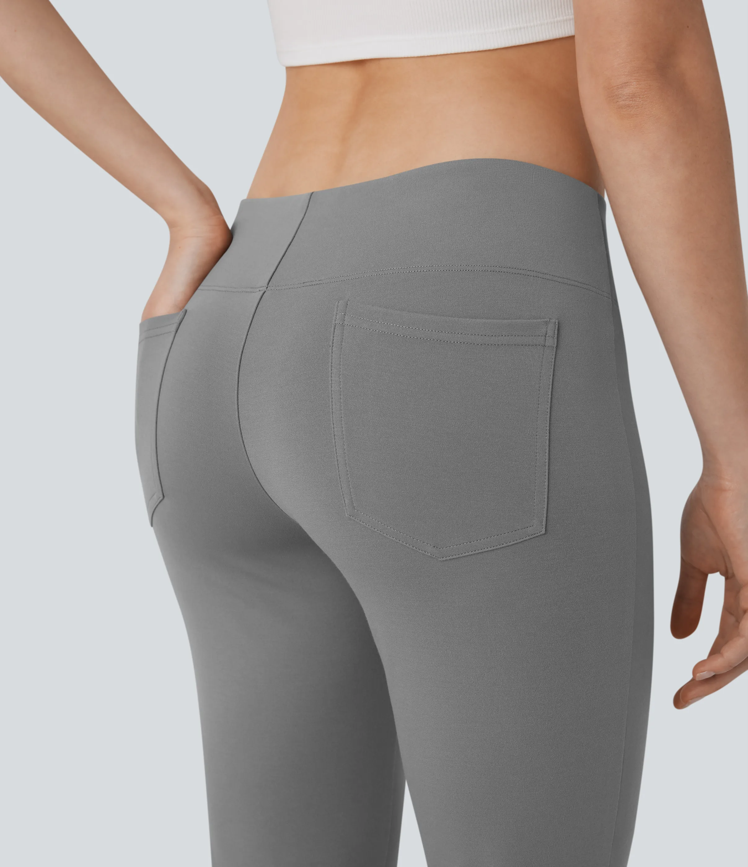 Halara Pantalón tiro bajo bolsillo lateral trasera ligero acampanado - Putty Gray - XL(regular) sold by Halara product image thumbnail 5