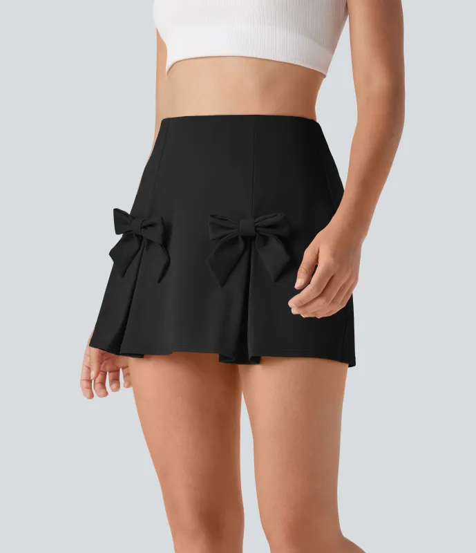 Halara Falda casual Softlyzero™de secado rápido con tiro alto, lazo extraíble y efecto reductor de abdomen con shorts moldeadores incorporados - Black - XL(regular) made by Halara