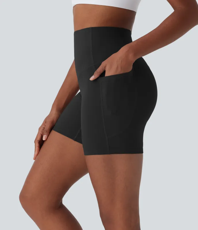 Halara Pantalón corto Halara UltraSculpt™ SoCinched ciclista tiro alto control abdomen ropa interior incorporada moldeador antibacteriano bolsillo lateral 12.5cm - Black - M made by Halara