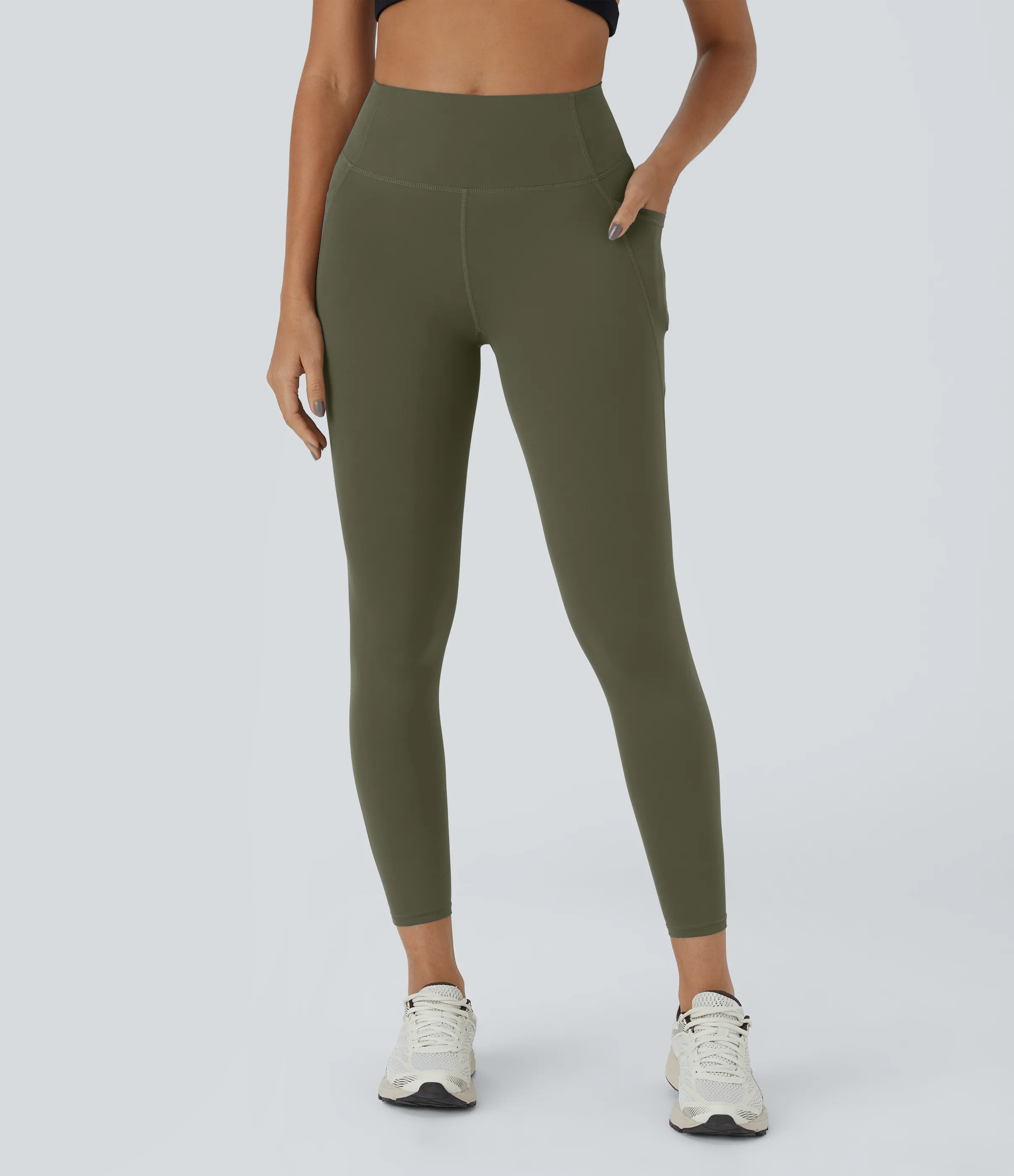 Halara Leggings deportivos moldeadores Halara UltraSculpt™ con tiro alto bolsillos laterales y efecto moldeador de abdomen - Grass Grey Green - XS(7/8) sold by Halara product image thumbnail 4