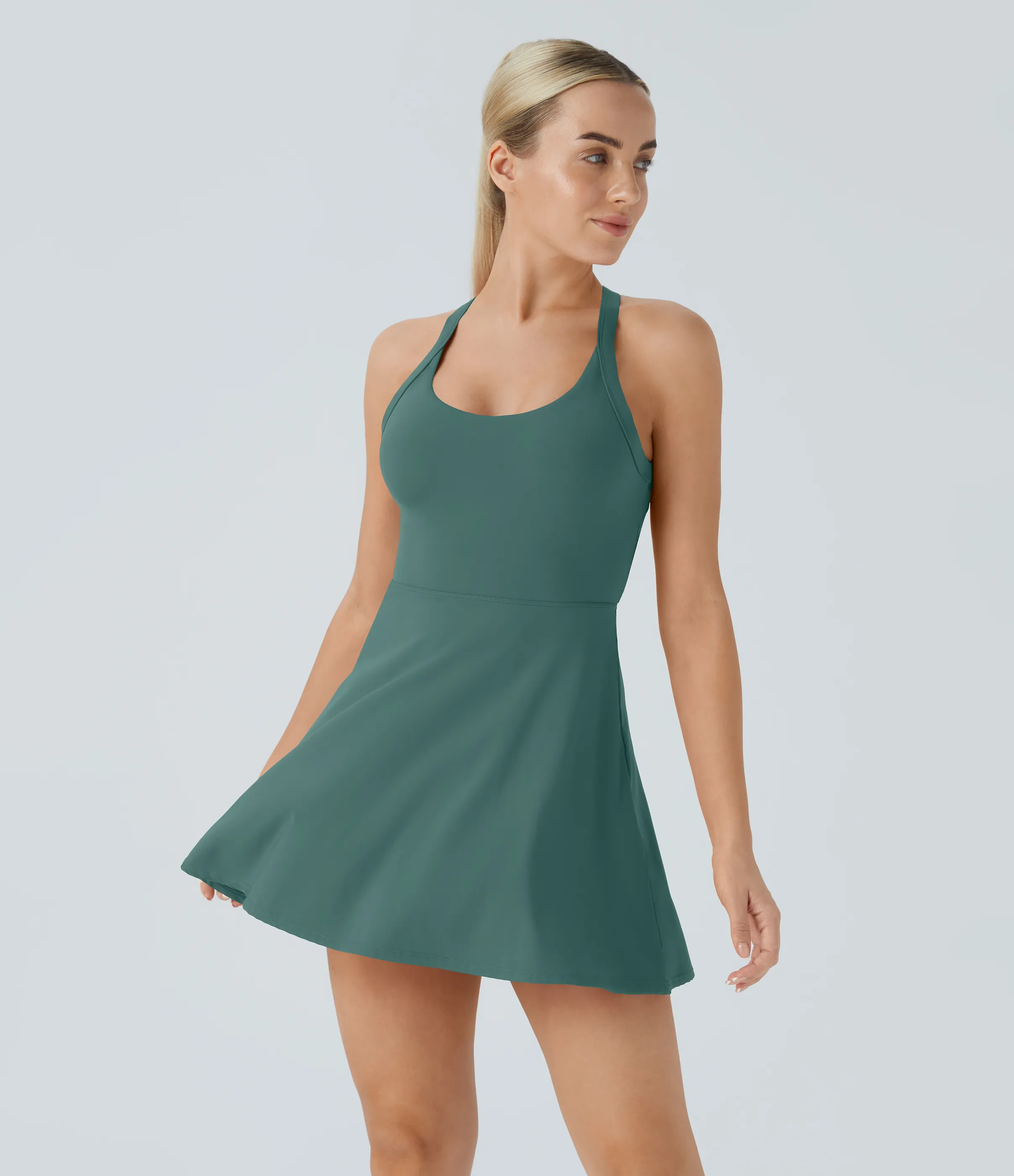 Halara Vestido deportivo sin espalda con diseño retorcido en copas D-F - Blue Spruce - S sold by Halara product image thumbnail 3