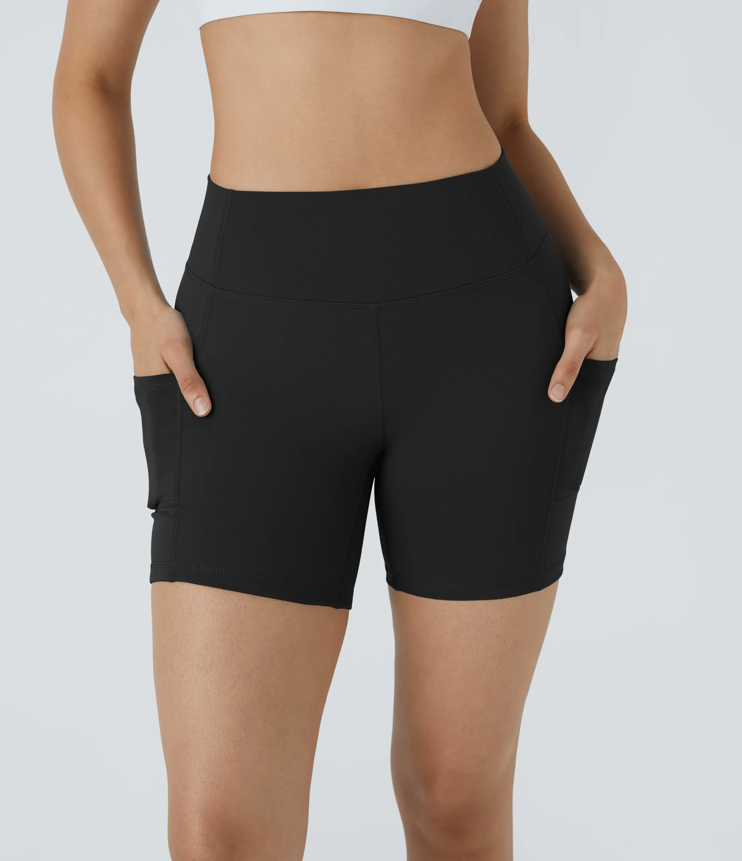 Halara Pantalones cortos ciclistas correr bolsillo lateral tiro alto - Black - XL sold by Halara product image thumbnail 4