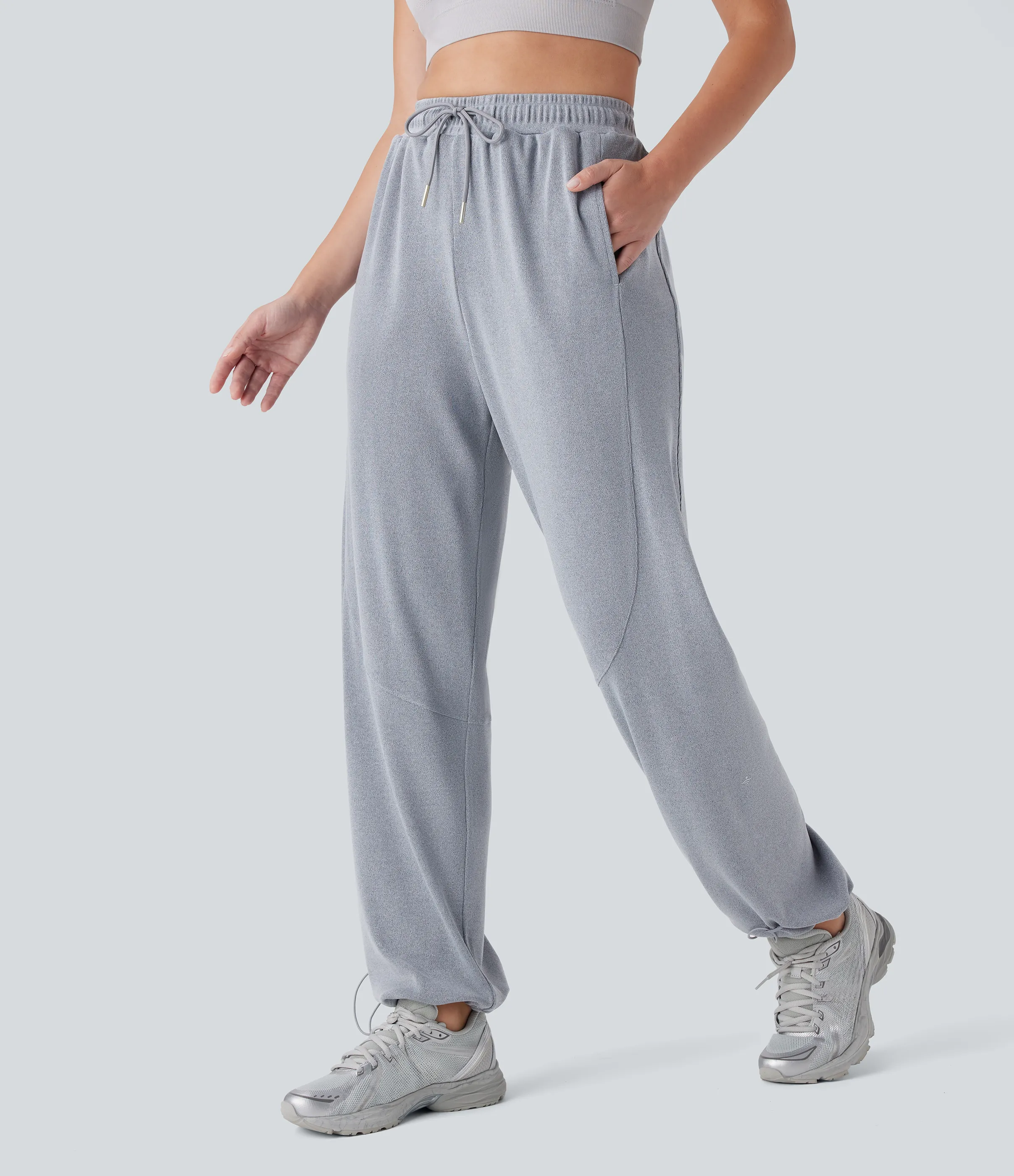 Halara Joggers correr tiro alto cordón ajustable múltiple bolsillo pierna recta - Pearl Blue - XS(regular) sold by Halara product image thumbnail 2