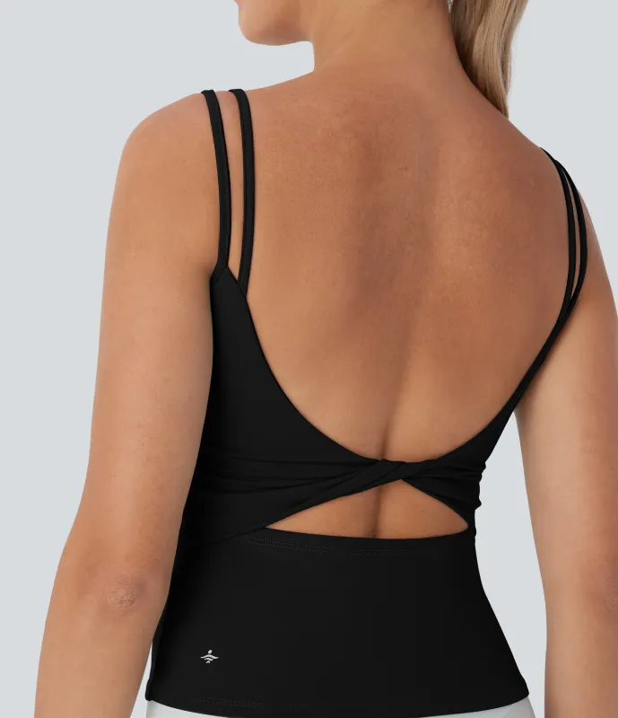 Halara Top de yoga con tirantes dobles cruzados y espalda descubierta - Black - M sold by Halara