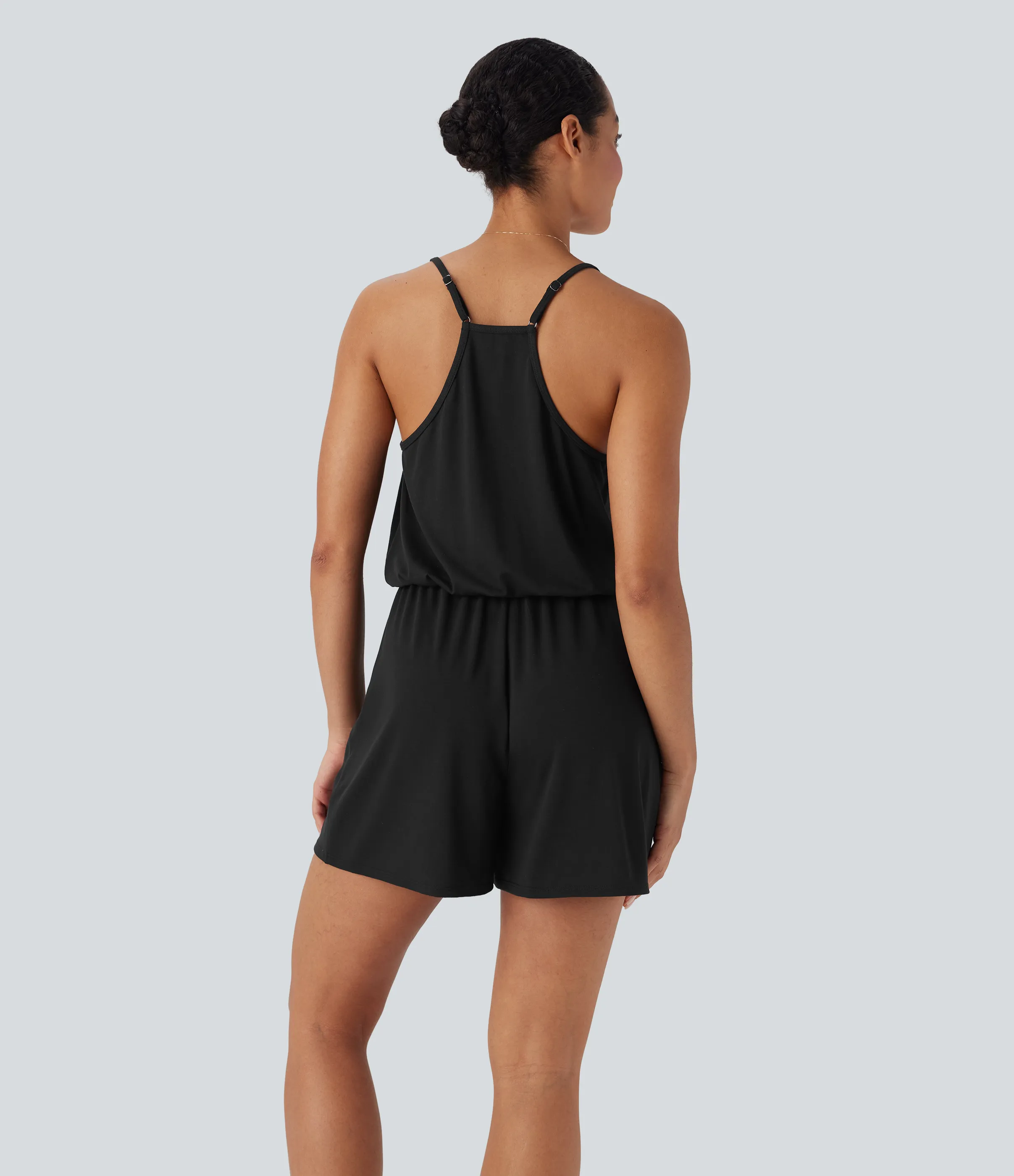 Halara Mono relajado ancho con tirantes ajustables y bolsillos - Black - S sold by Halara product image thumbnail 3