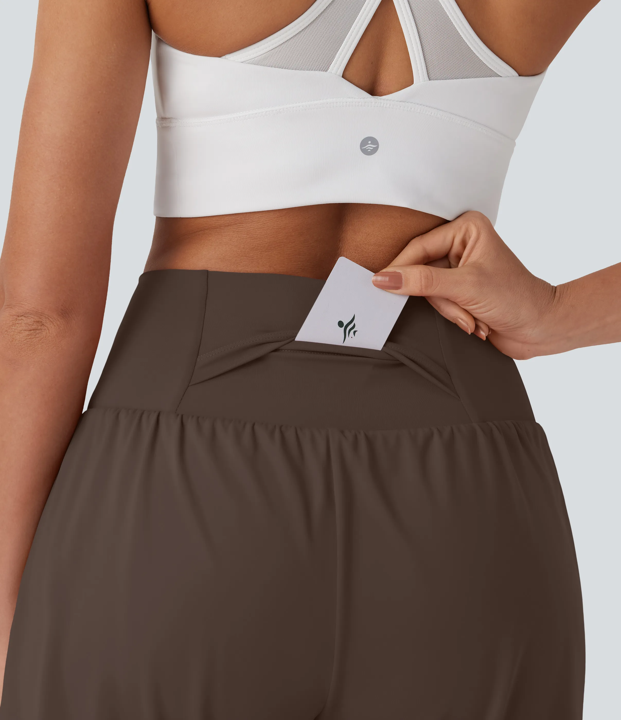 Halara Pantalones cortos de yoga Softlyzero™ Airy 2 en 1 de 17.5cm de tiro alto con tacto fresco y bolsillos - Chocolate Martini - M sold by Halara product image thumbnail 5