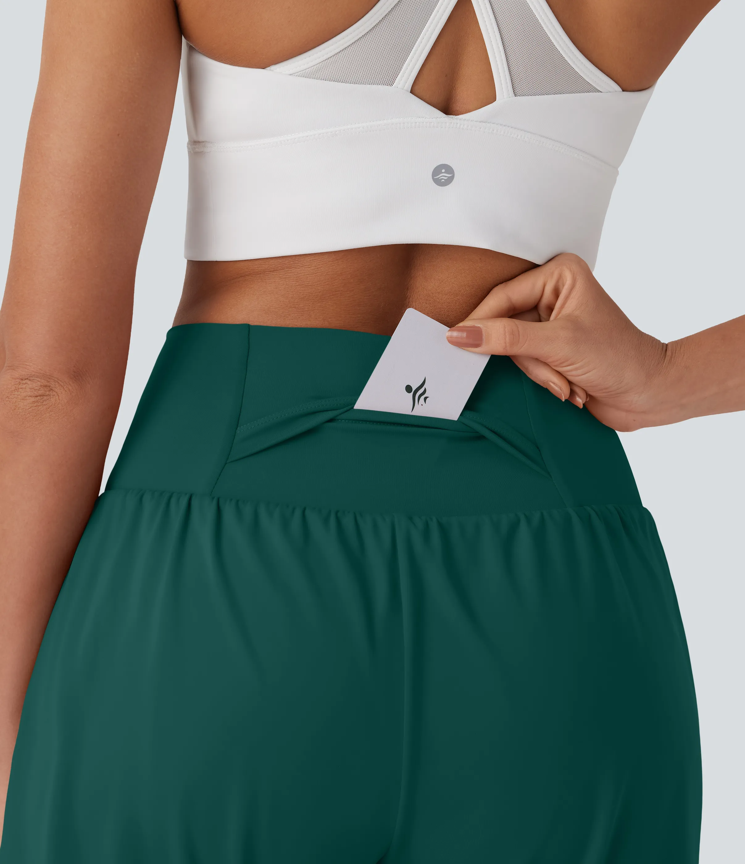 Halara Pantalones cortos de yoga Softlyzero™ Airy 2 en 1 de 17.5cm de tiro alto con tacto fresco y bolsillos - Forest Biome - XS sold by Halara product image thumbnail 5