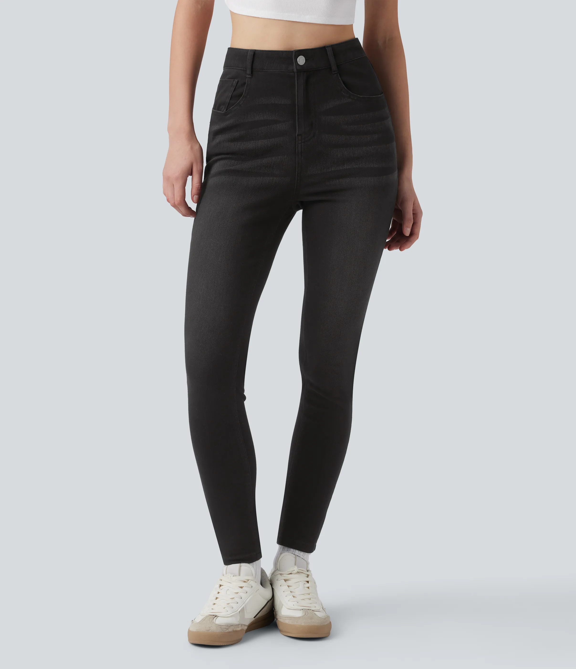 Halara Jeans ajustados casuales Halara Flex™ de tiro alto con bolsillos - Phantom Denim - XS(regular) sold by Halara product image thumbnail 4