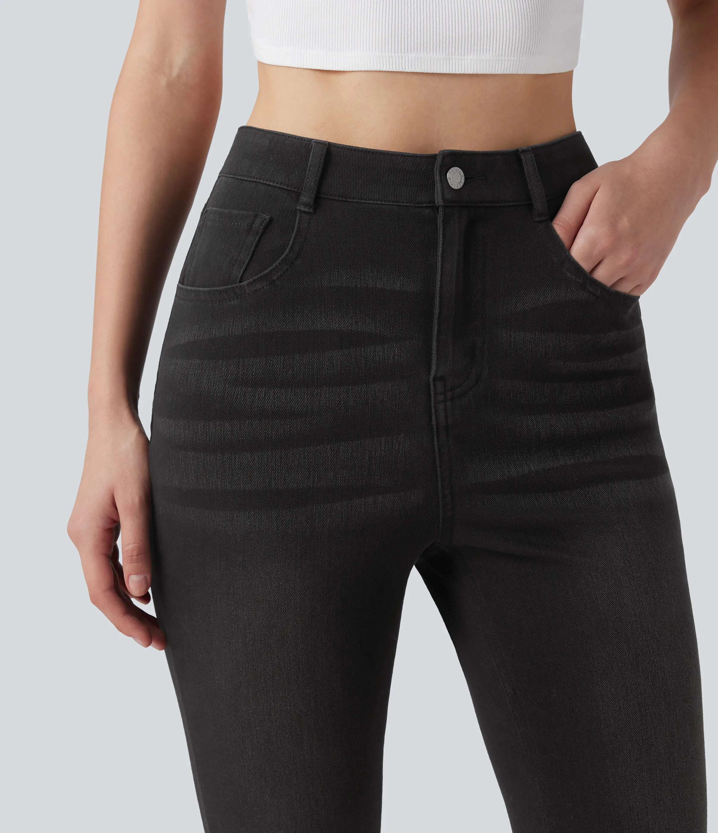 Halara Jeans ajustados casuales Halara Flex™ de tiro alto con bolsillos - Phantom Denim - XS(regular) sold by Halara product image thumbnail 5