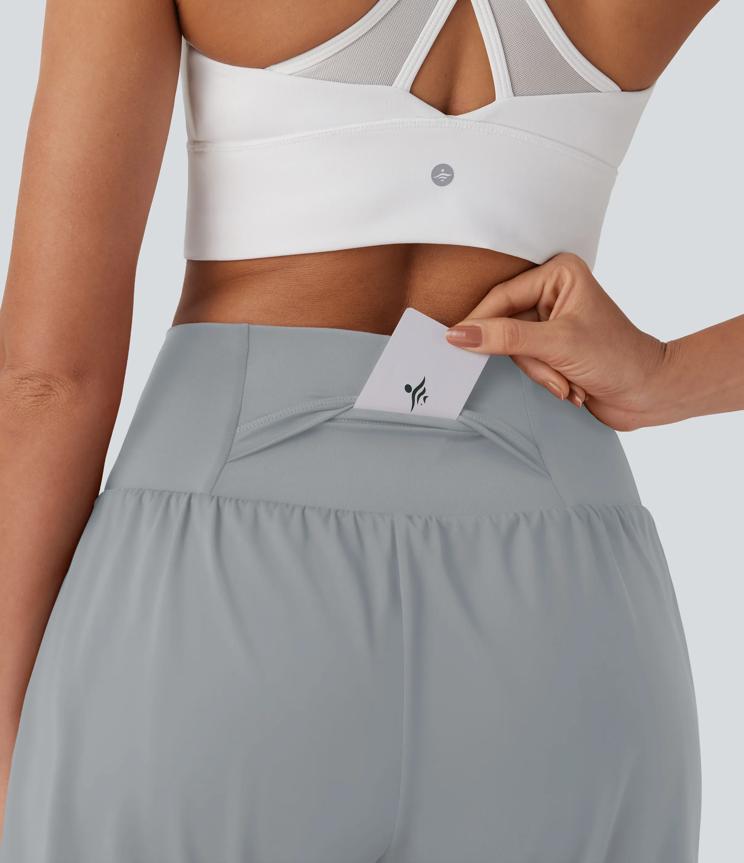 Halara Pantalones cortos de yoga Softlyzero™ Airy 2 en 1 de 17.5cm de tiro alto con tacto fresco y bolsillos - Quarry - M sold by Halara product image thumbnail 5