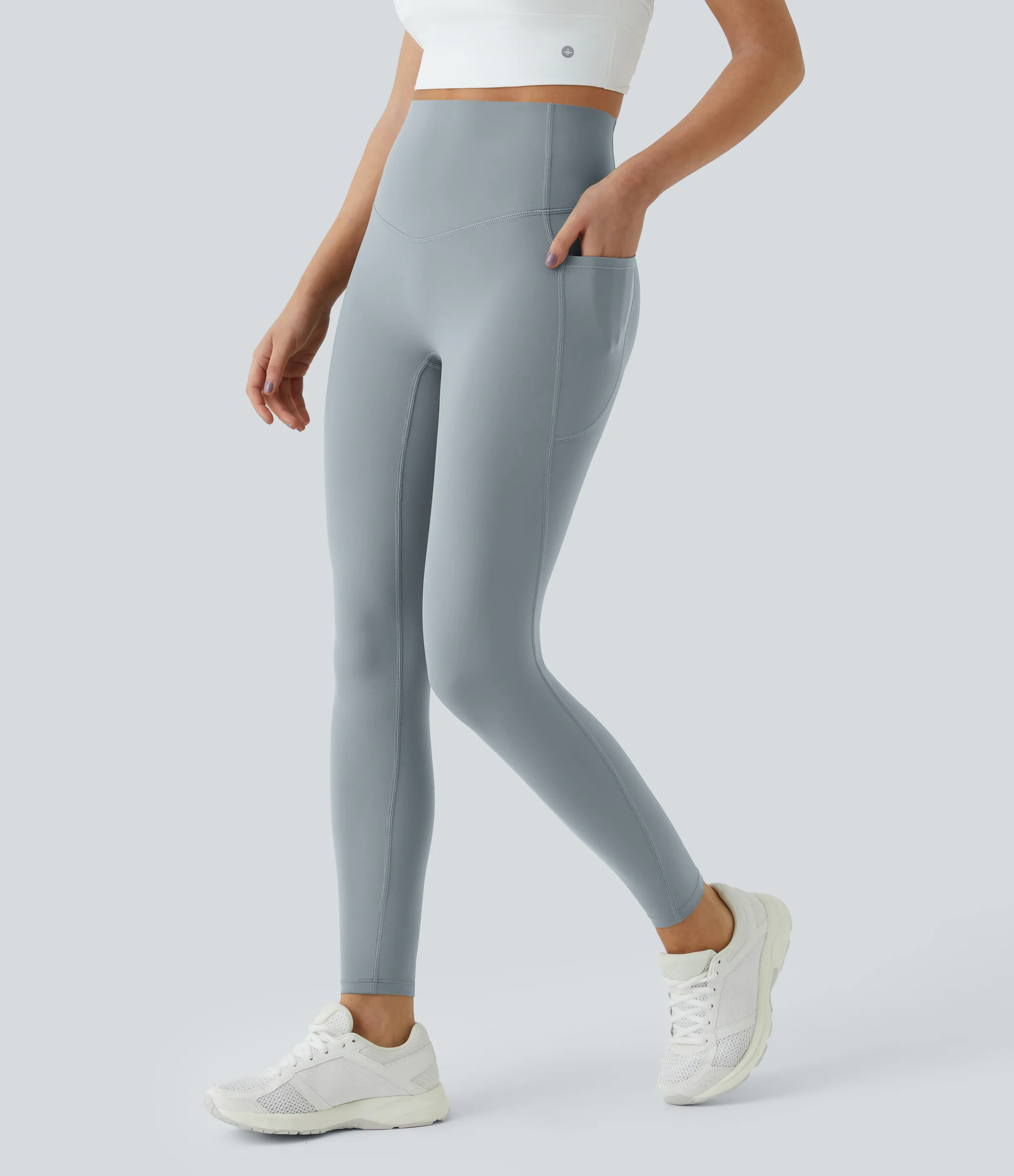 Halara Leggings SoCinched UltraSculpt entrenamiento control abdomen bolsillo lateral tiro alto - Blue Flower Gray - XL(7/8) sold by Halara product image thumbnail 5