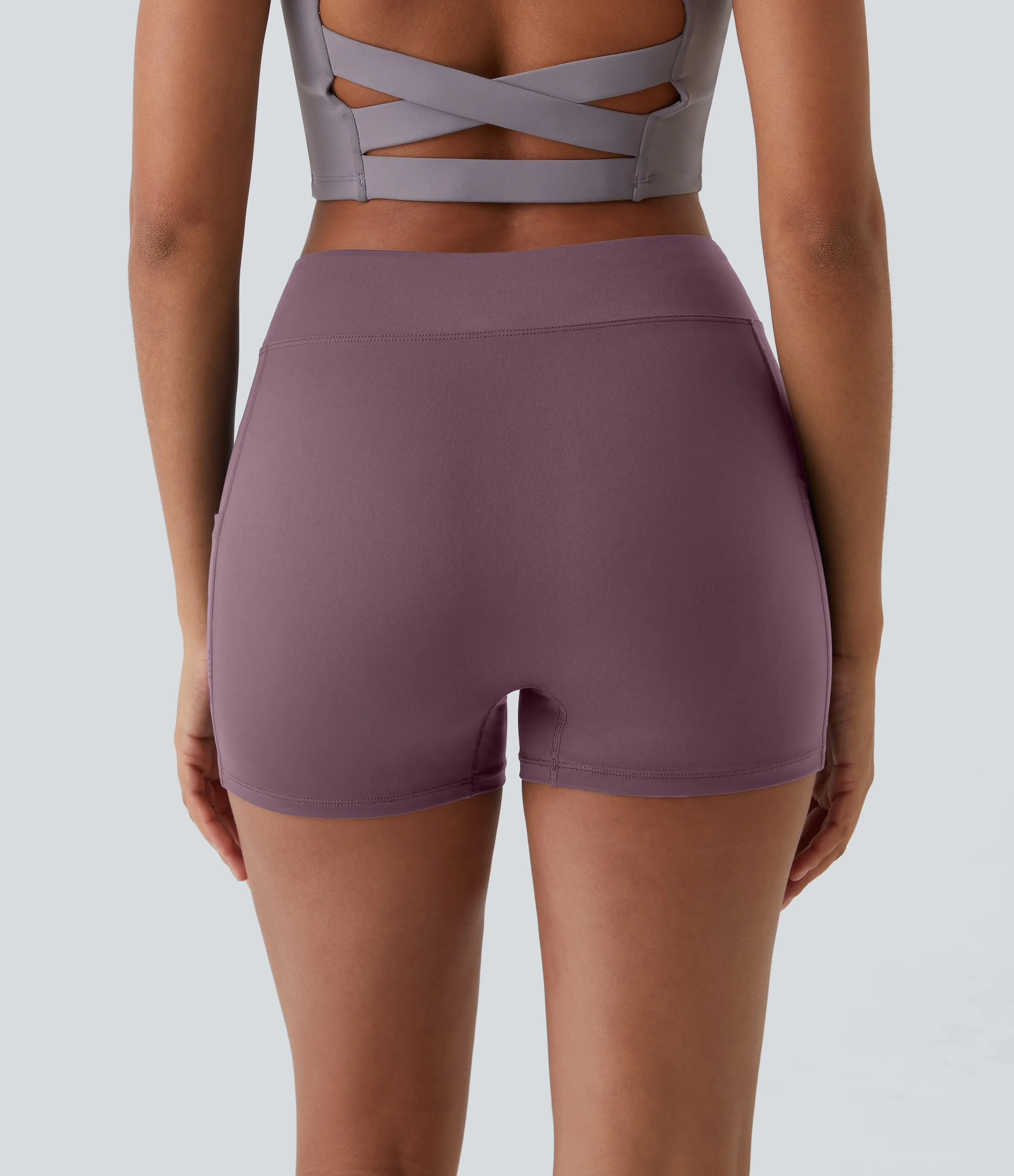 Halara Pantalón corto Softlyzero™ Airy yoga tiro alto bolsillo lateral liso tacto frío 8.8cm - Elderberry - XL sold by Halara product image thumbnail 3