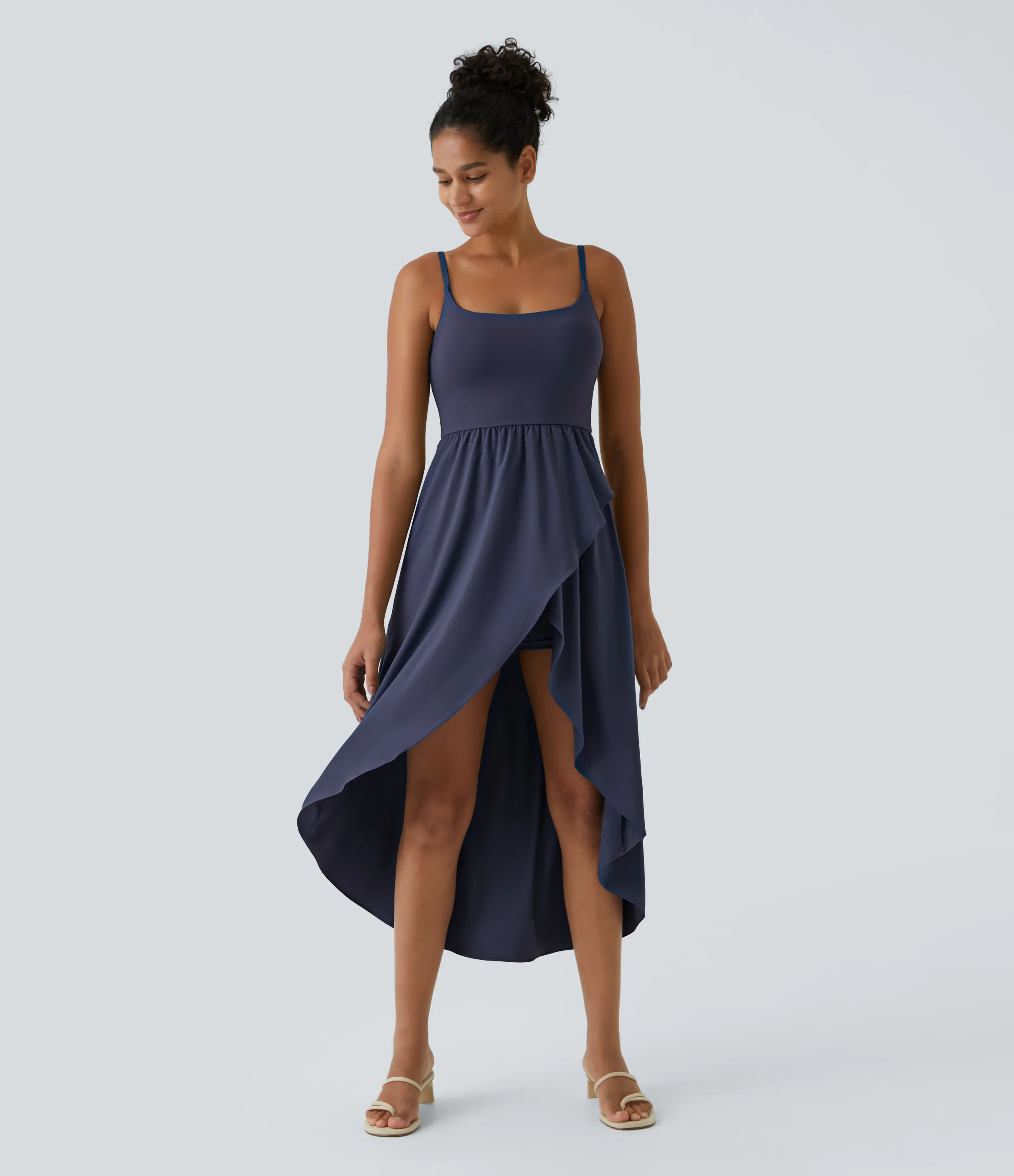 Halara Vestido Midi Breezeful™ 2 piezas tiro alto bajo sin espalda holgado secado rápido bolsillo lateral - Patriot Blue - L sold by Halara