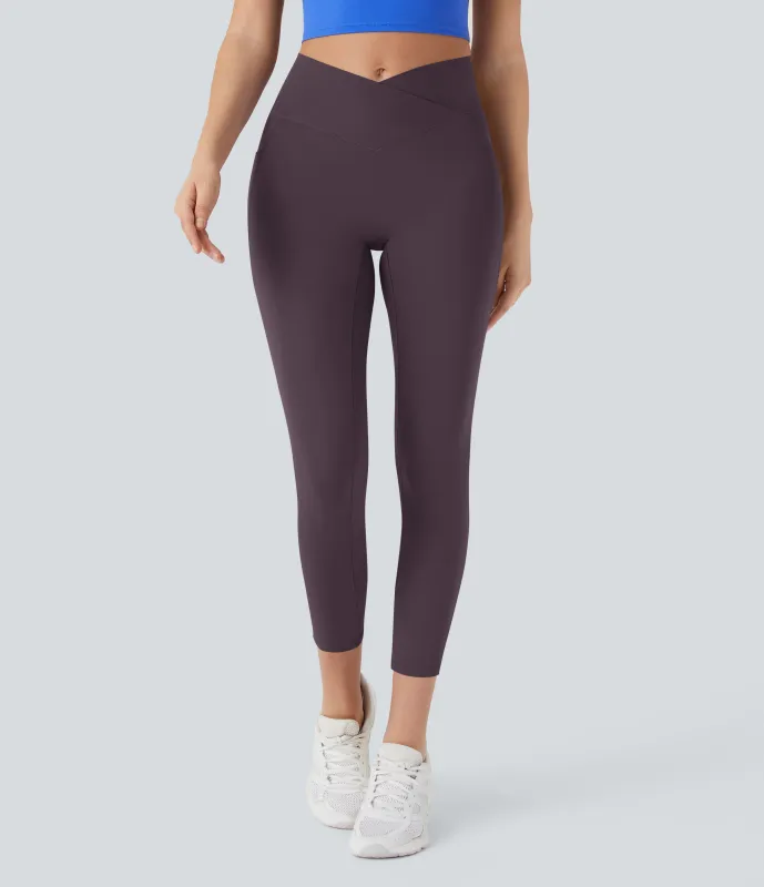 Halara Leggings capri Softlyzero™ yoga bolsillo cruzado tiro alto - Dusky Evening purple - L sold by Halara