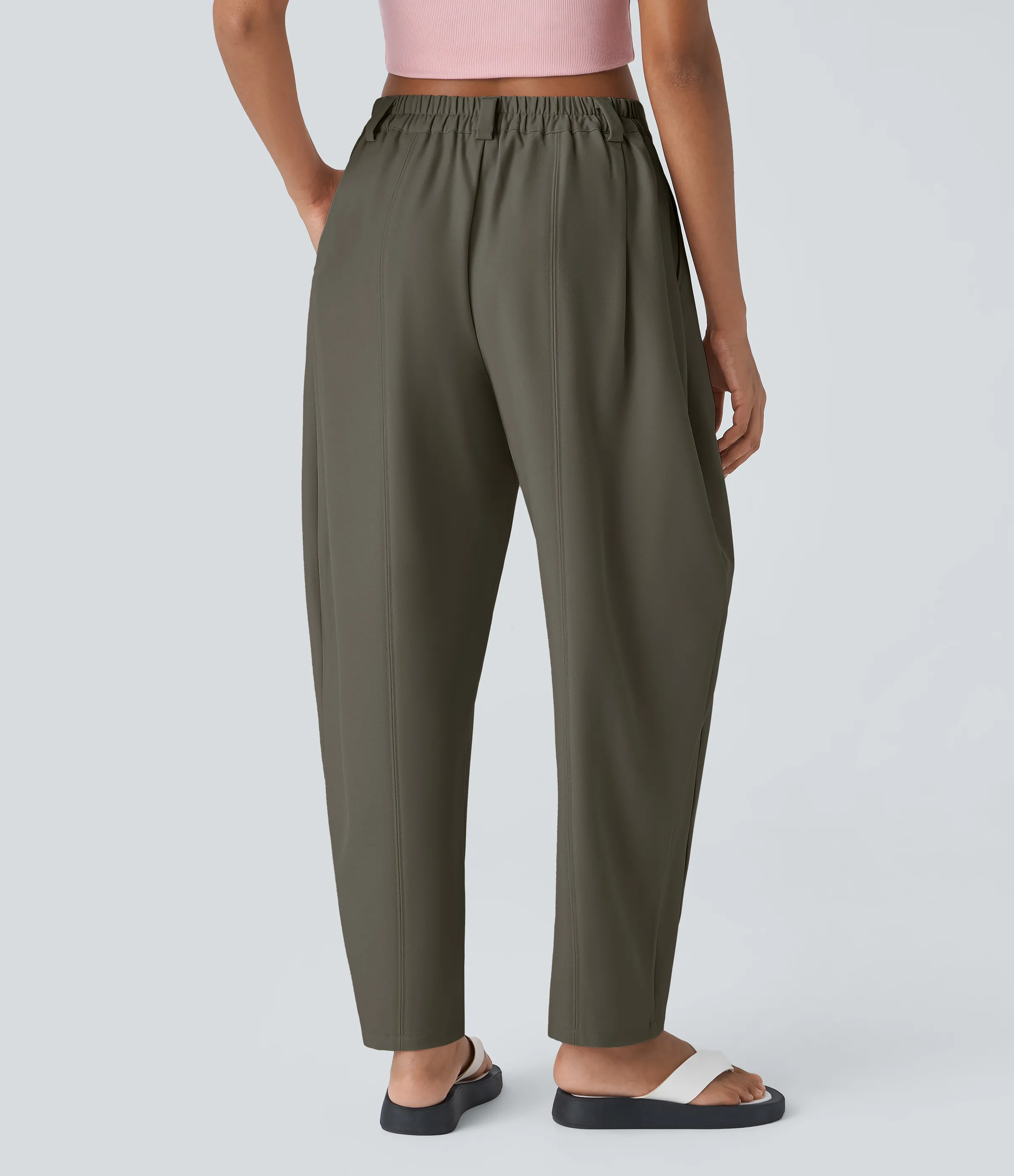 Halara Pantalón oficina pierna barril bolsillo lateral plisado tiro medio - Stone Gray - XL(regular) sold by Halara product image thumbnail 3