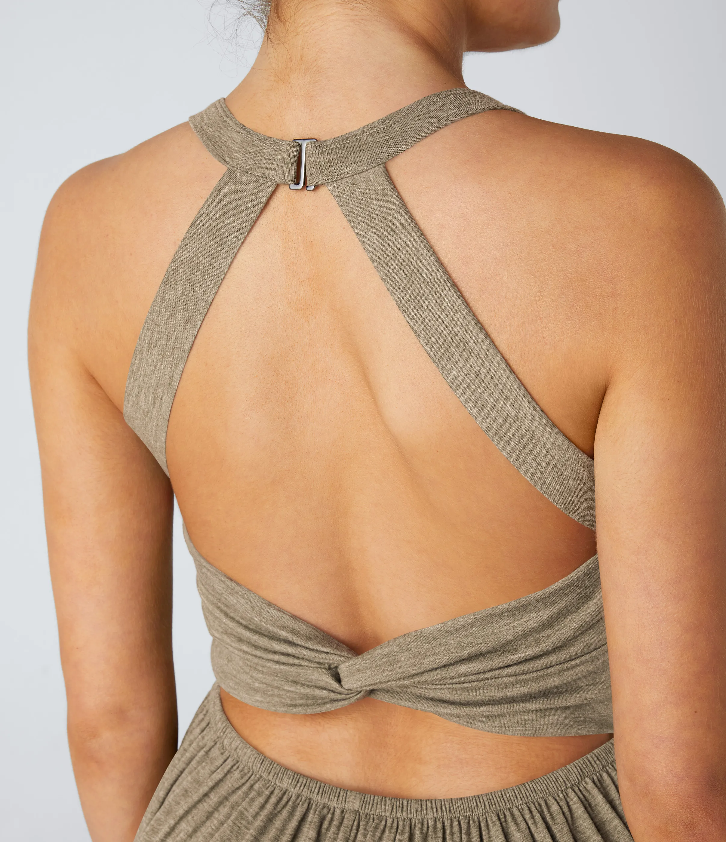 Halara Mono harén bolsillo lateral cuello U torcido sin espalda - Khaki Floral Yarn - XL(regular) sold by Halara product image thumbnail 5