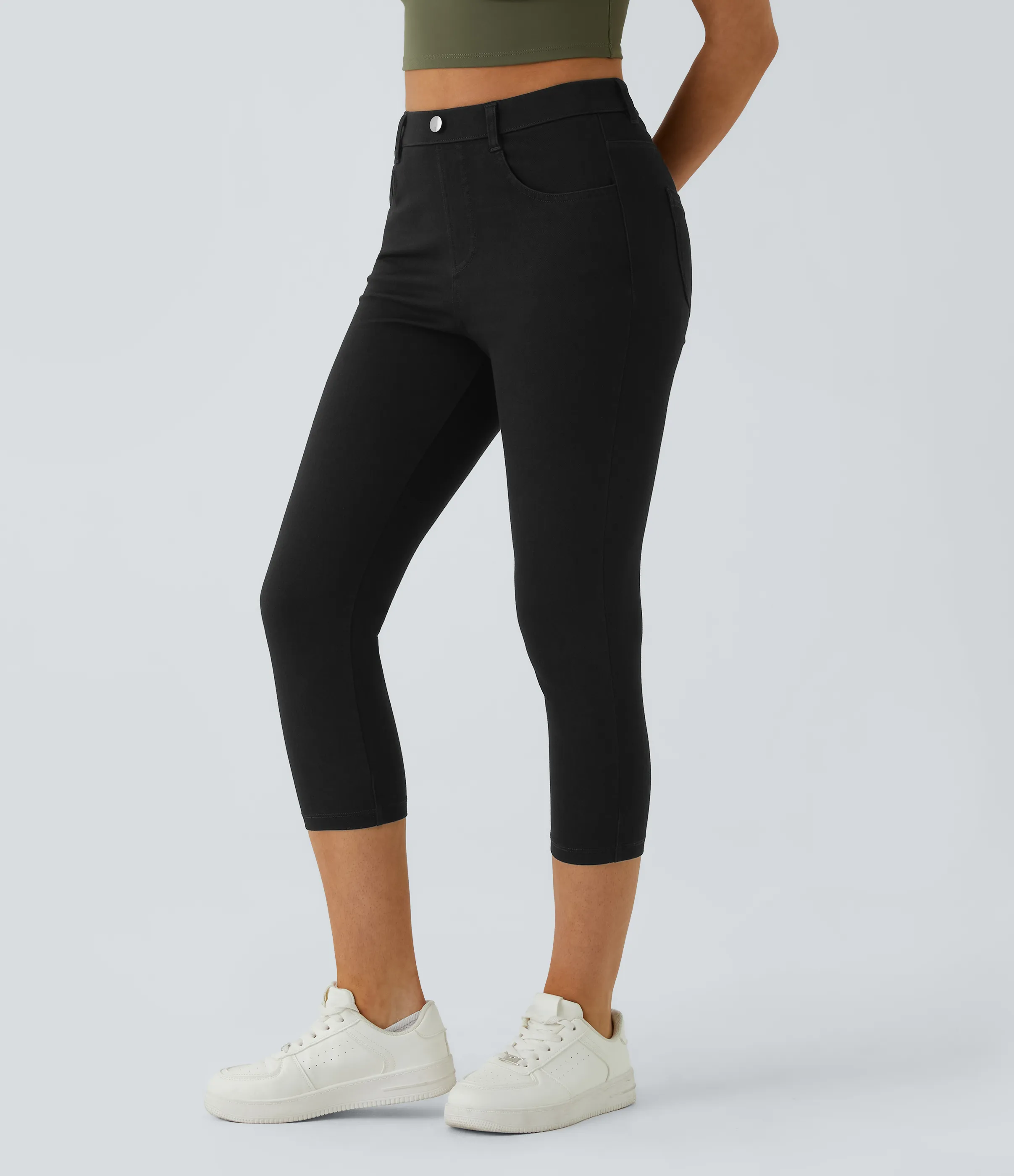 Halara Leggings capri Halara Flex™ Denim elástico múltiple bolsillo tiro alto - Black Denim - XL(regular) sold by Halara product image thumbnail 4