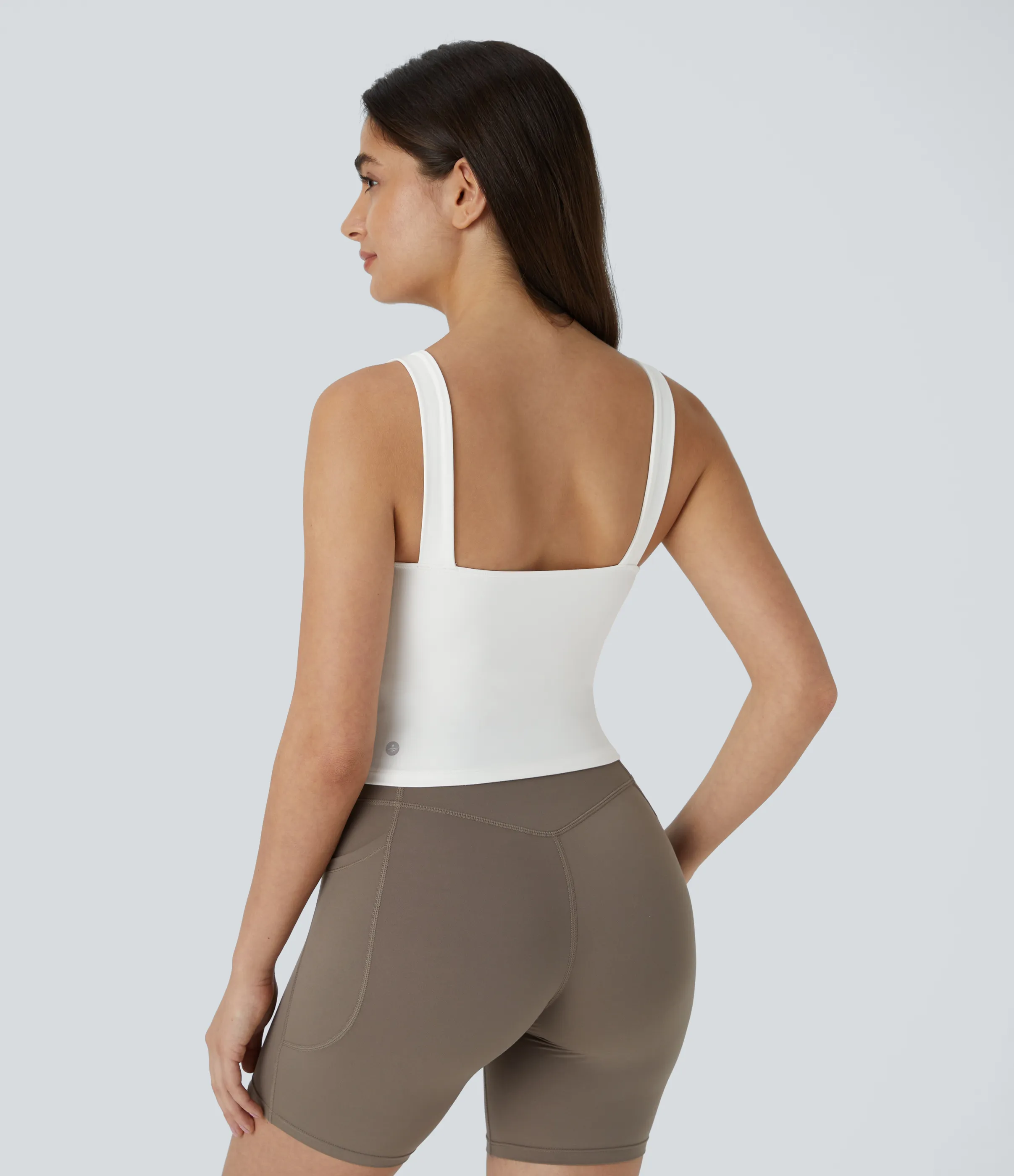 Halara Camiseta sin mangas Softlyzero™ Plush yoga ajustada recortada cuello cuadrado - White - L sold by Halara product image thumbnail 3