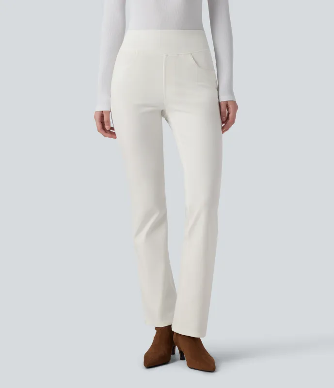 Halara Jeans Halara Flex™ Denim tiro alto lavado elástico múltiple bolsillo corte acampanado - Ivory Denim - M(petite) made by Halara