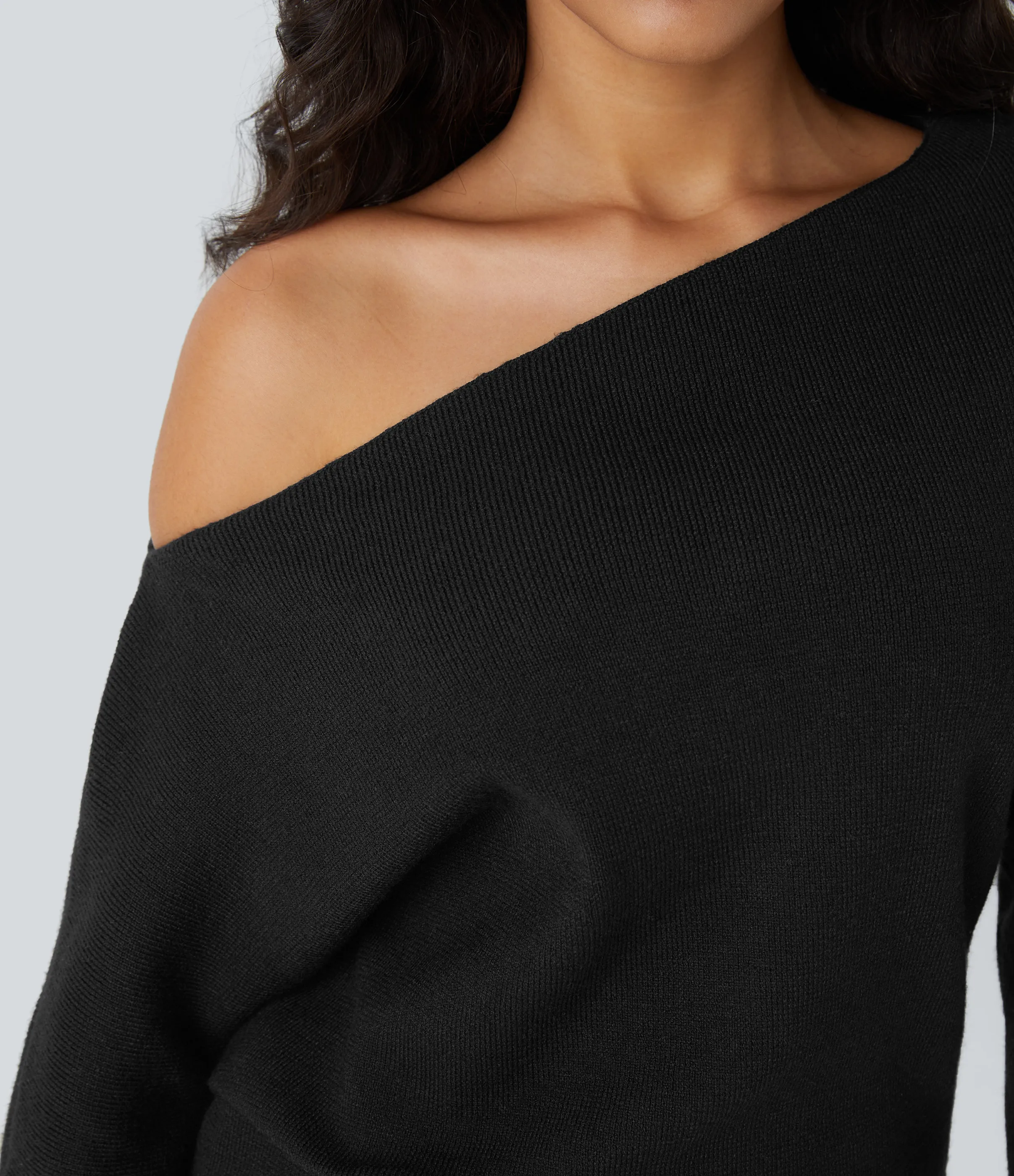 Halara Suéter oficina dividido manga larga sin hombro - Black - L sold by Halara product image thumbnail 5