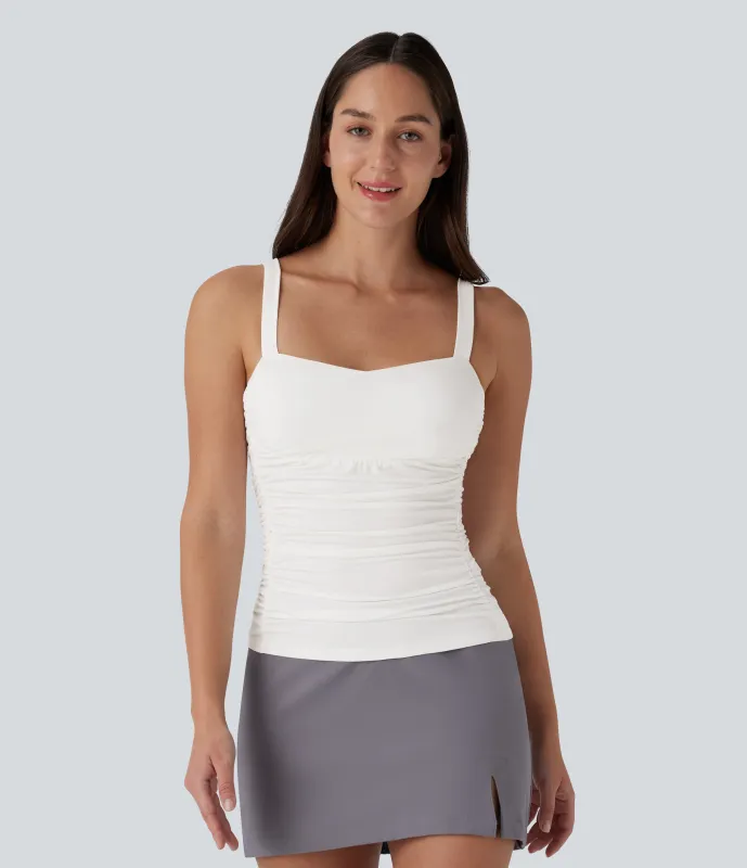 Halara Top sin mangas sin espalda fruncido - White - XS made by Halara